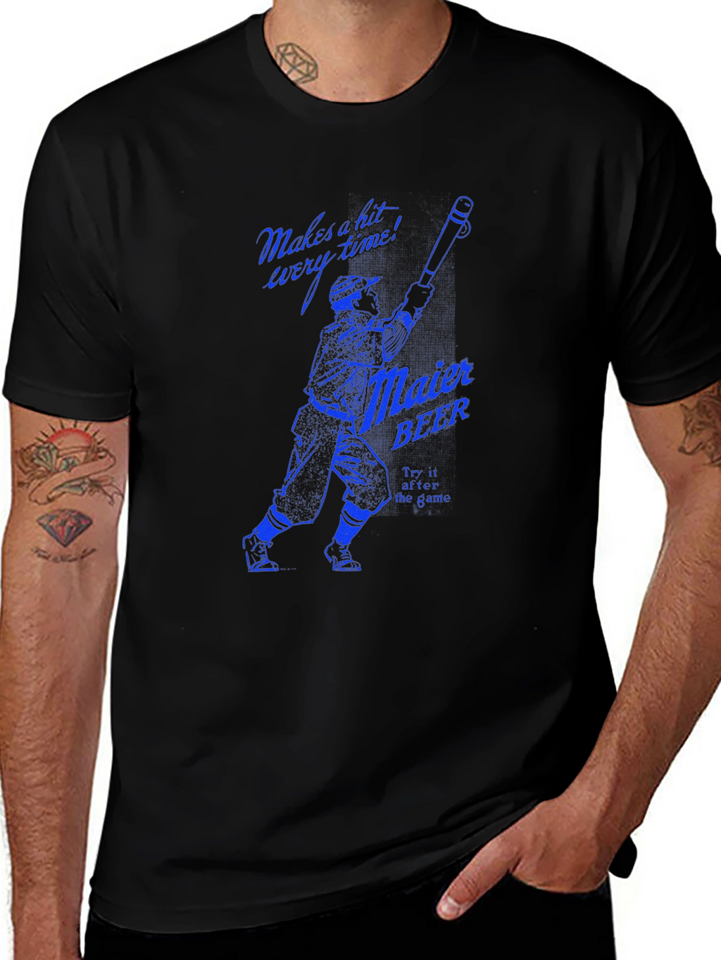 Maier Beer Baseball Graphic Tee - Black