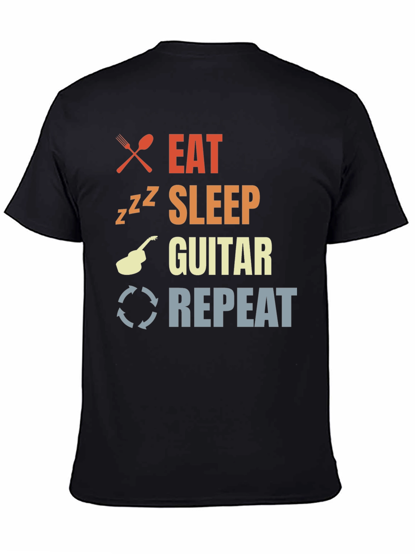 Eat Sleep Guitar Repeat Black T-Shirt