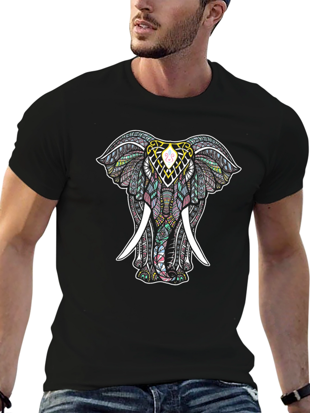 Elephant Mandala Graphic Tee - Stylish Mens T-Shirt