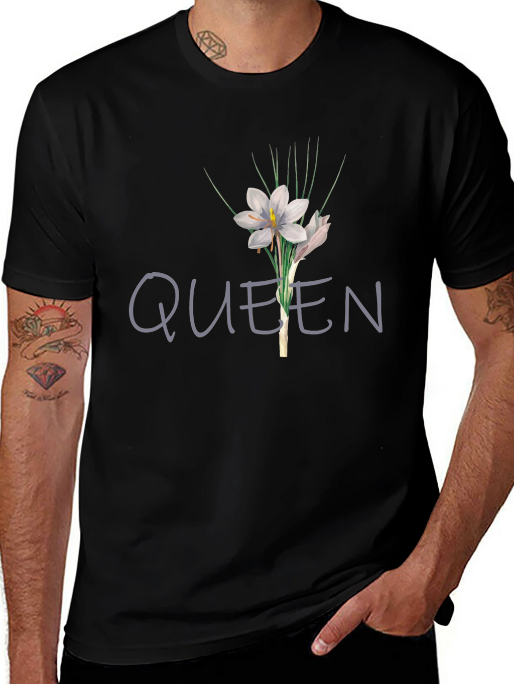 Queen Floral Graphic T-Shirt - Black
