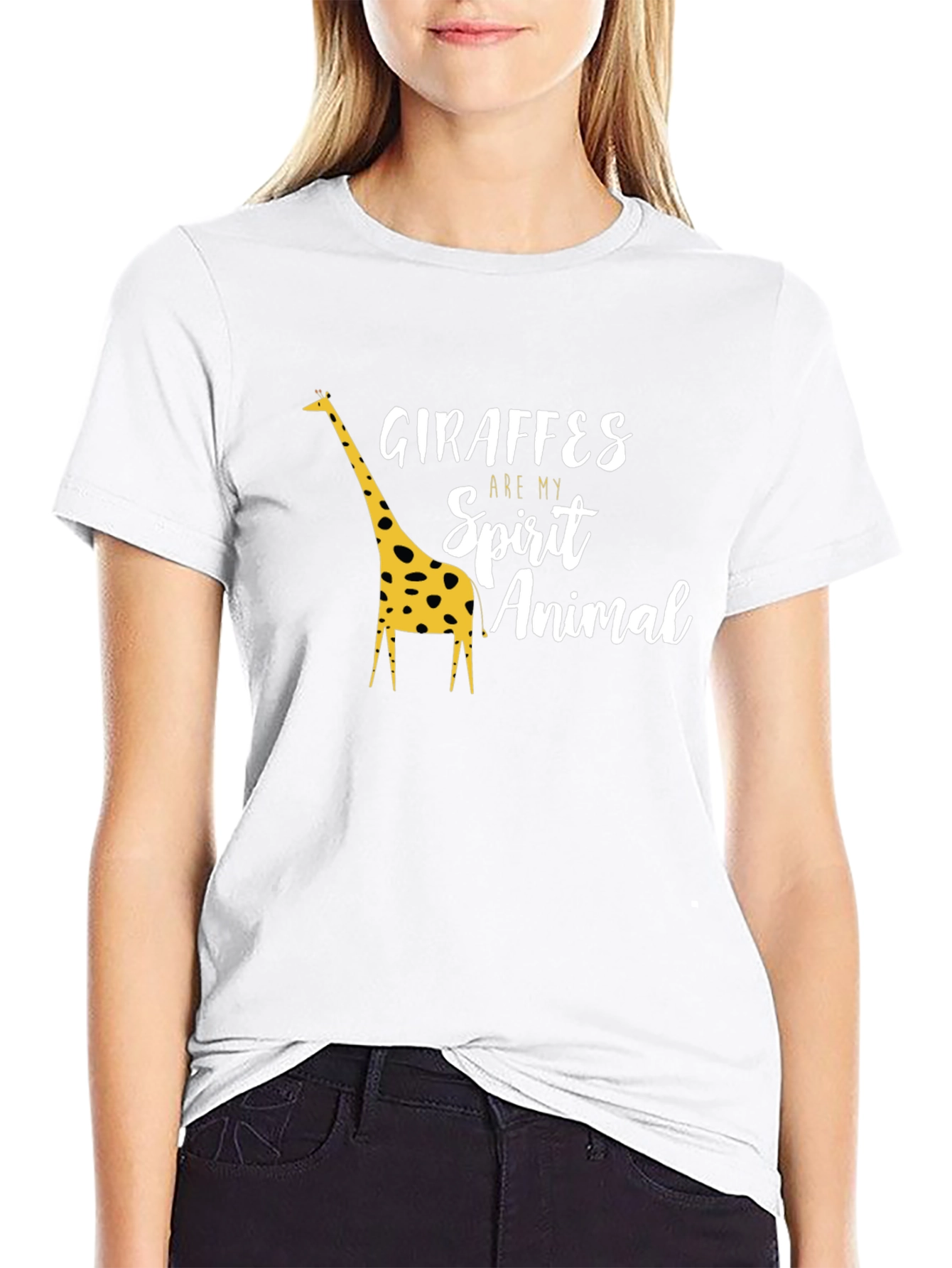 Giraffe Spirit Animal Graphic Tee - Black