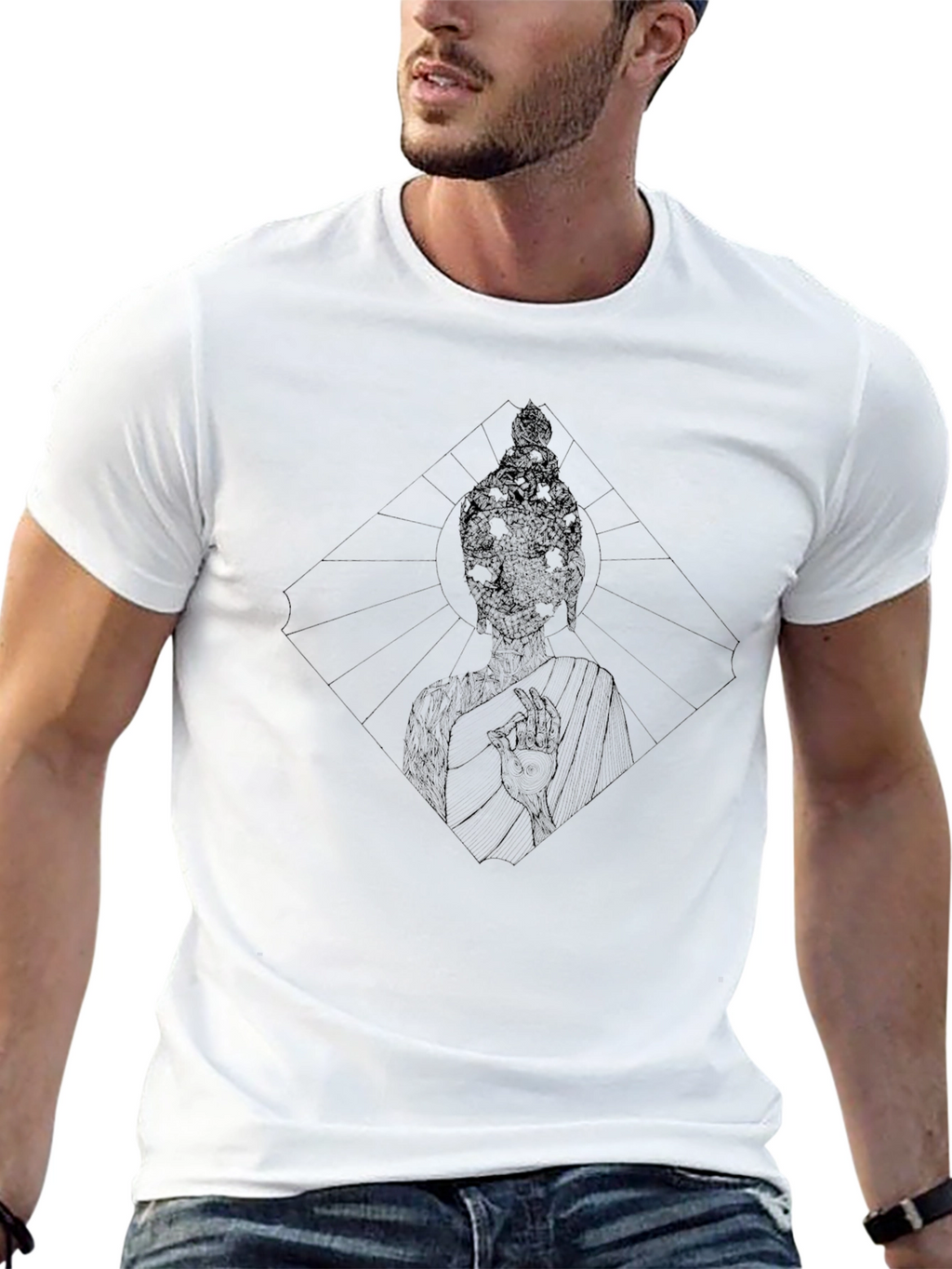 Geometric Buddha Black Graphic Tee