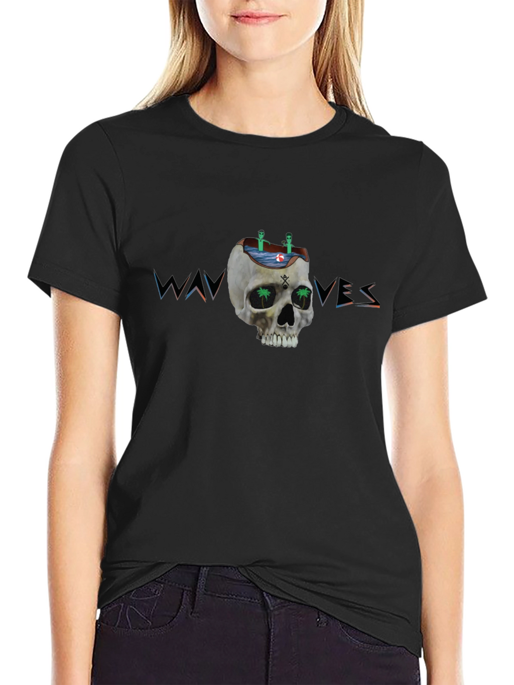 Skull Waves Graphic Tee - Unique Design