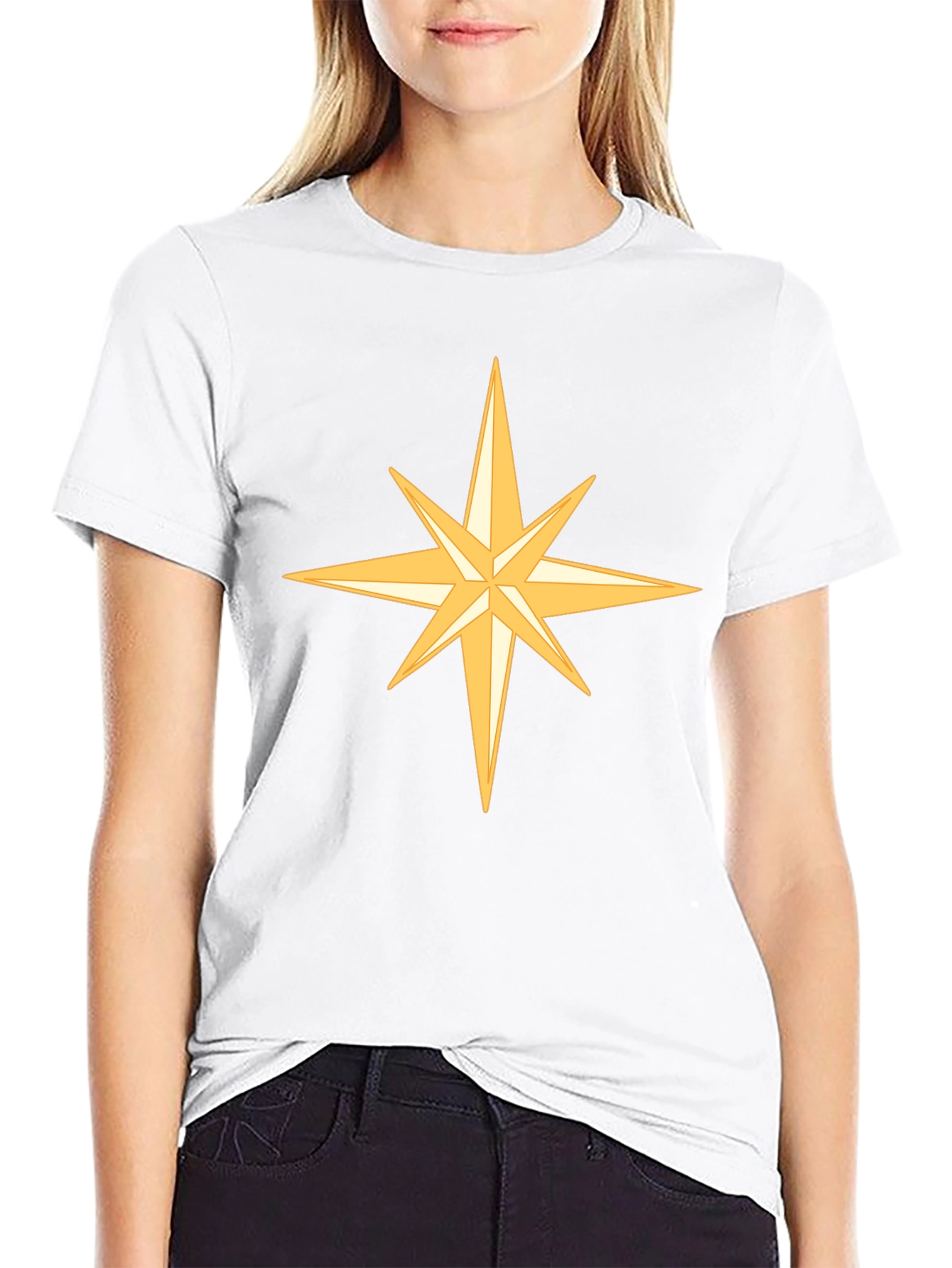 Star Design Black Cotton Tee