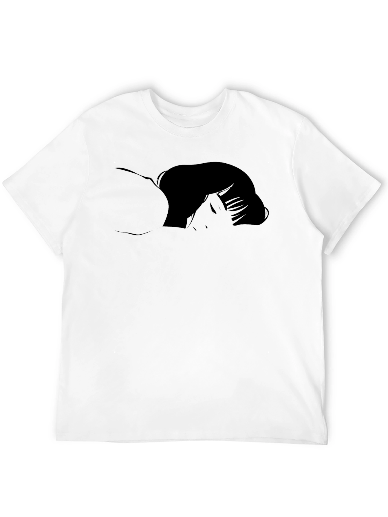 Black Graphic Tee - Anime Woman Silhouette
