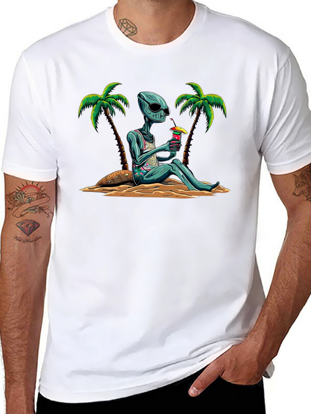 Alien Beach Cocktail Graphic T-Shirt