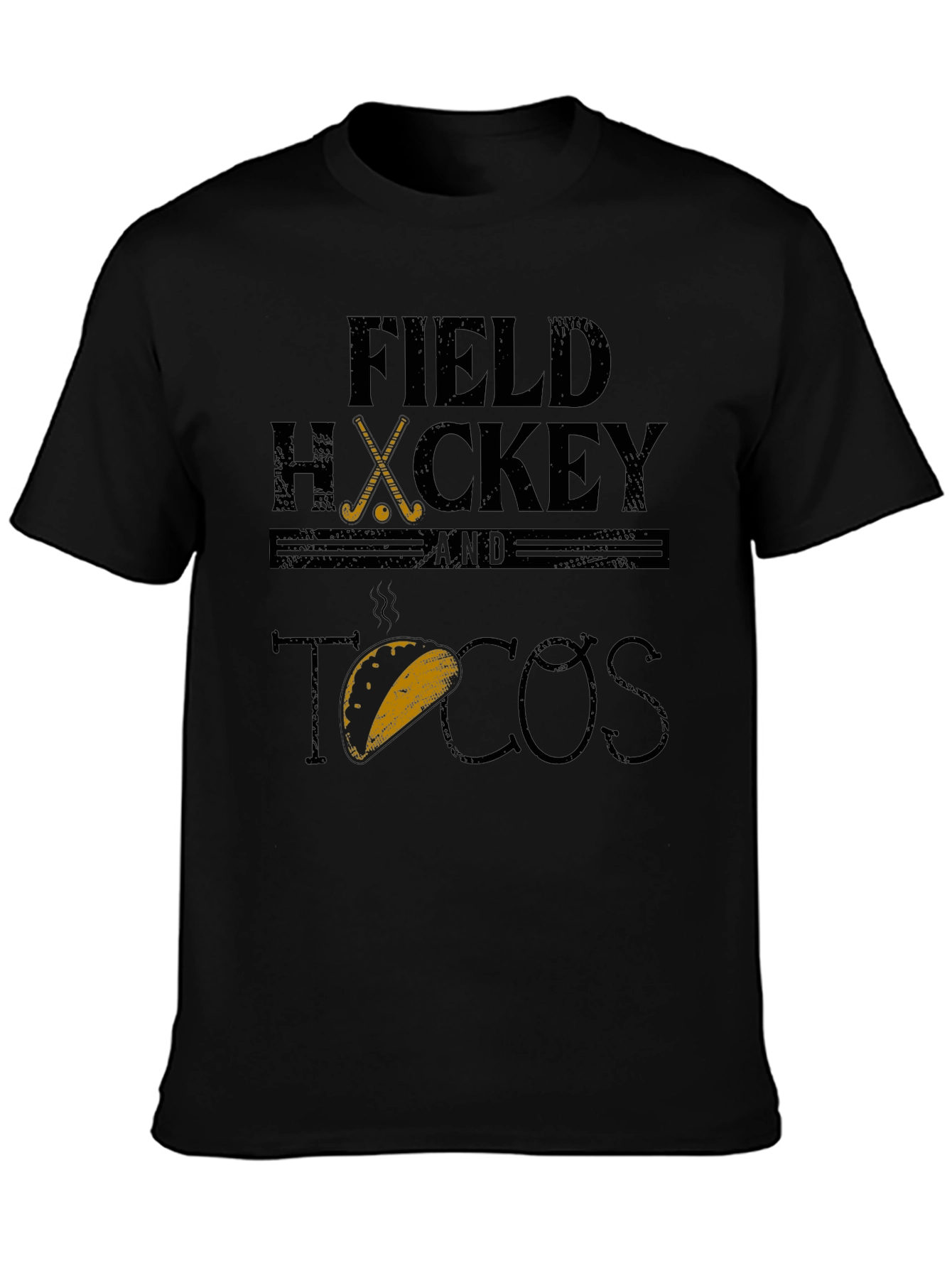 Field Hockey & Tacos Black Graphic T-Shirt