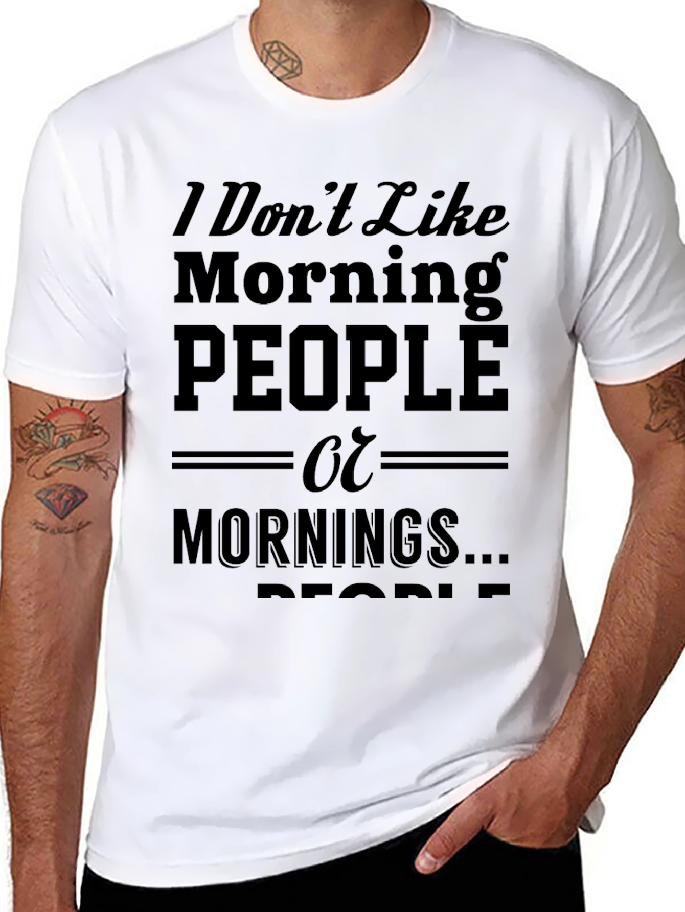 Funny I Dont Like Morning People Black T-Shirt