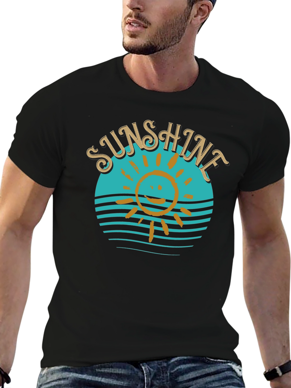Sunshine Graphic T-Shirt Black Cotton Tee
