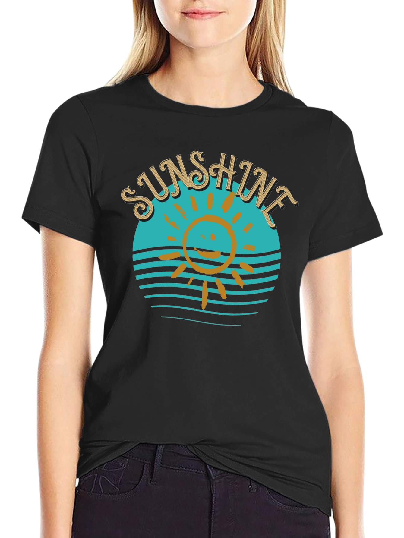 Sunshine Graphic T-Shirt Black Cotton Tee