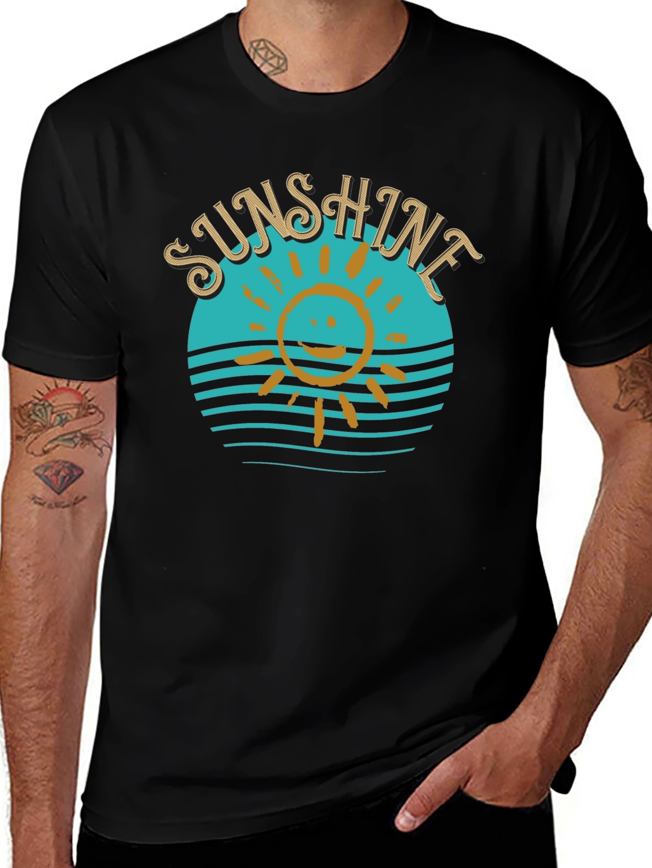 Sunshine Graphic T-Shirt Black Cotton Tee