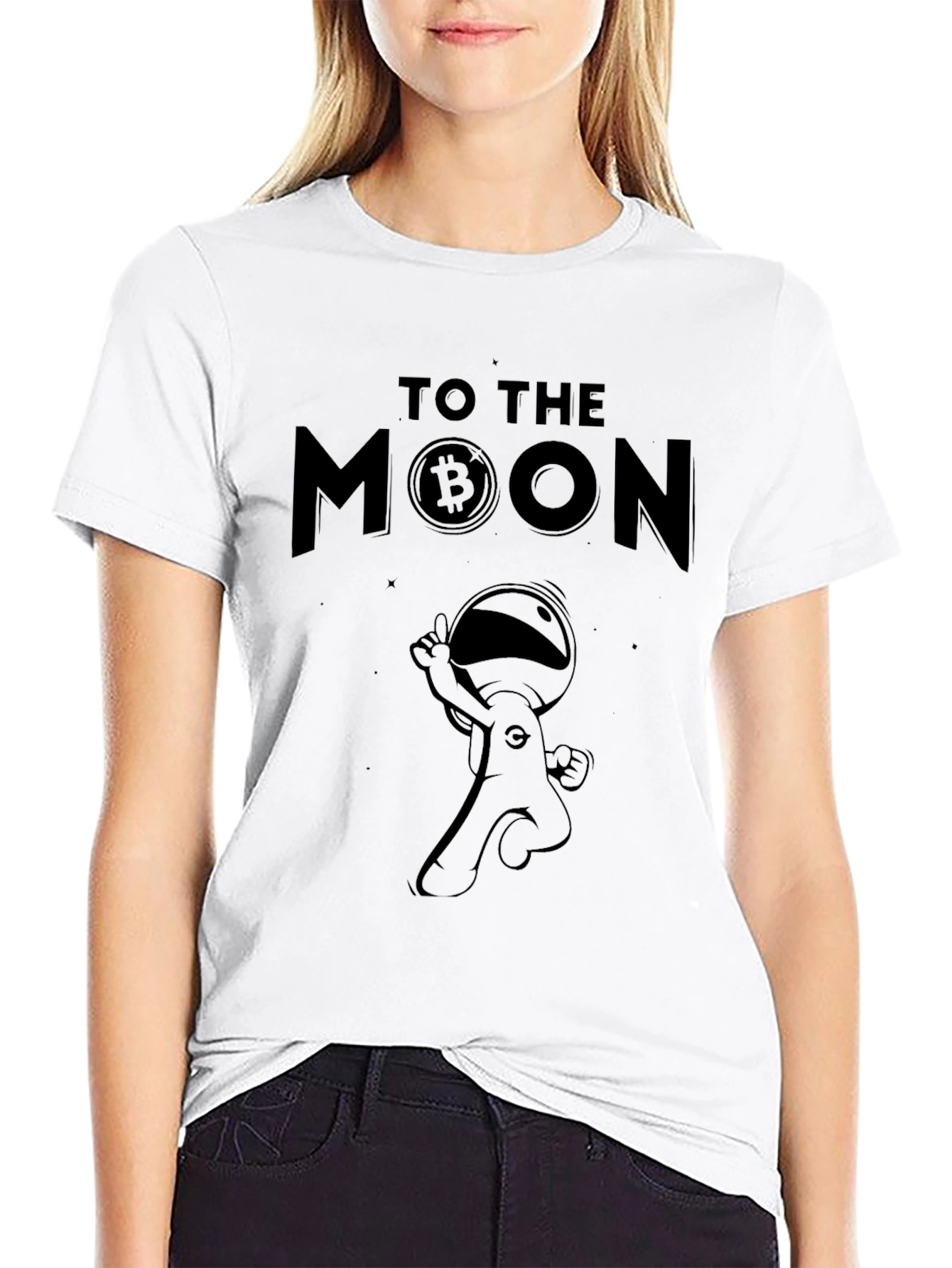 To The Moon Bitcoin Astronaut Black T-Shirt
