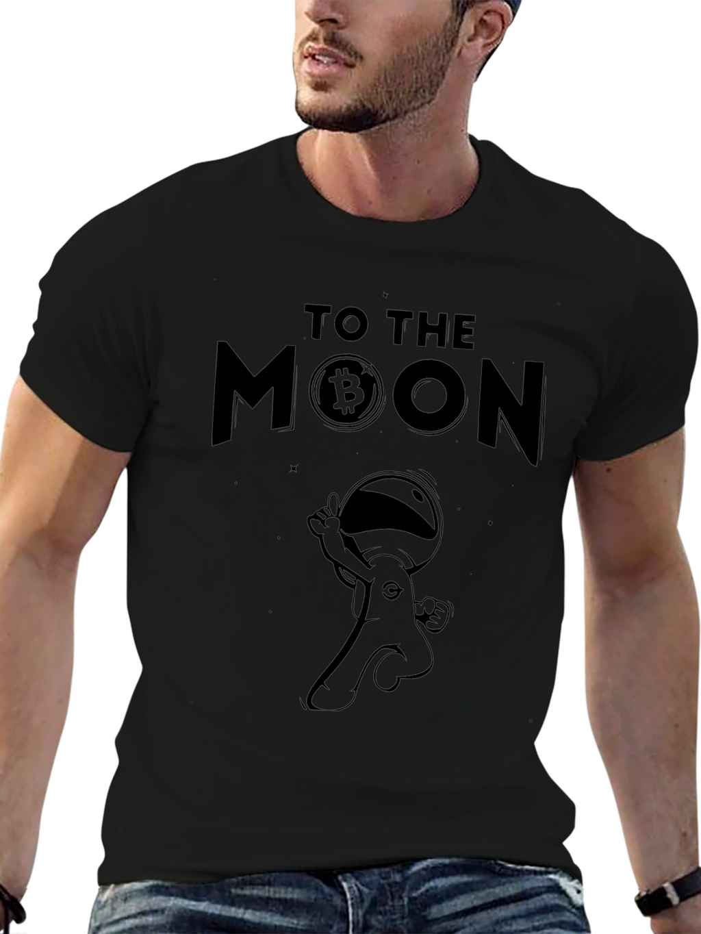 To The Moon Bitcoin Astronaut Black T-Shirt