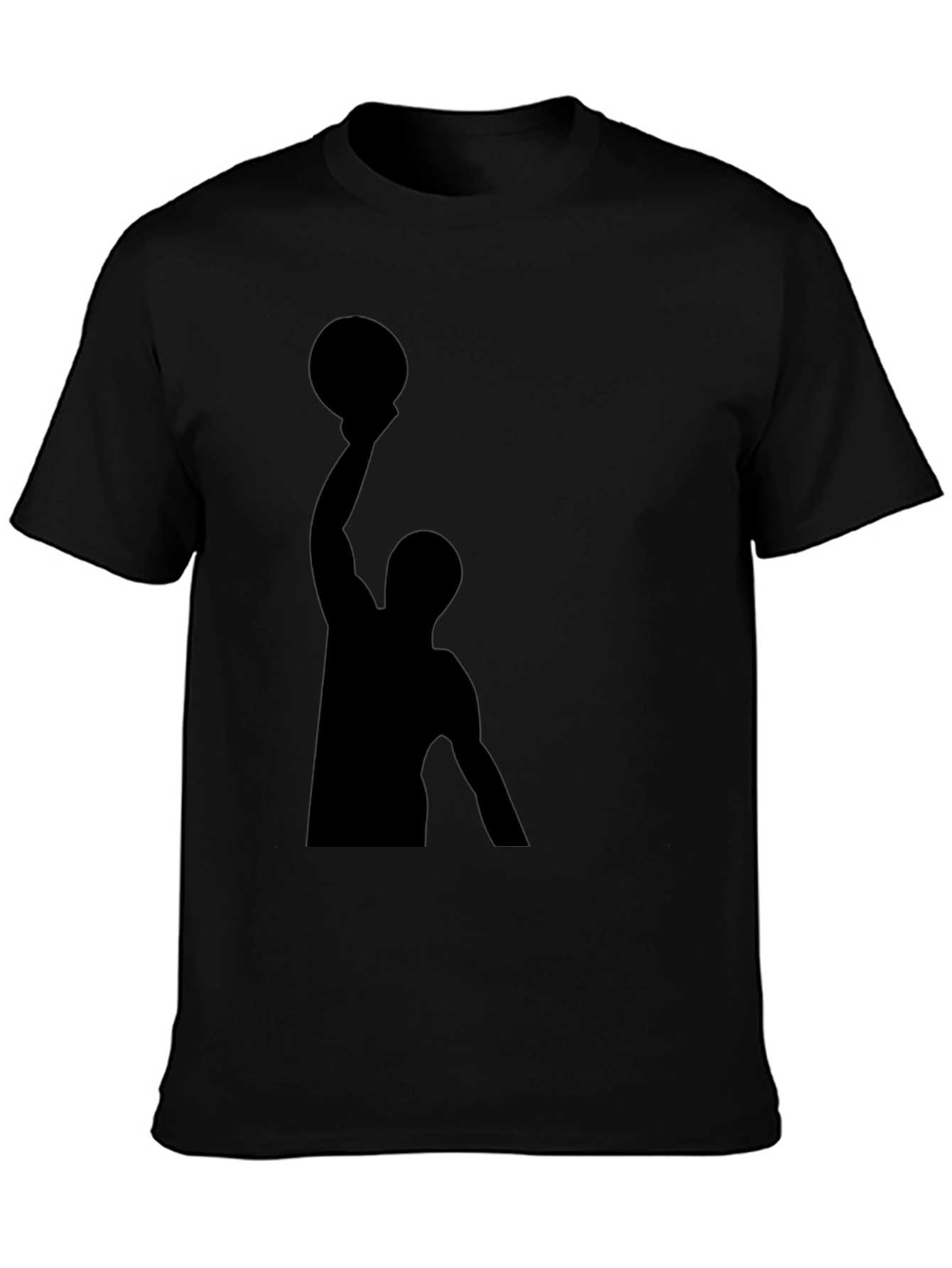 Basketball Silhouette Graphic Tee - Black Cotton T-Shirt