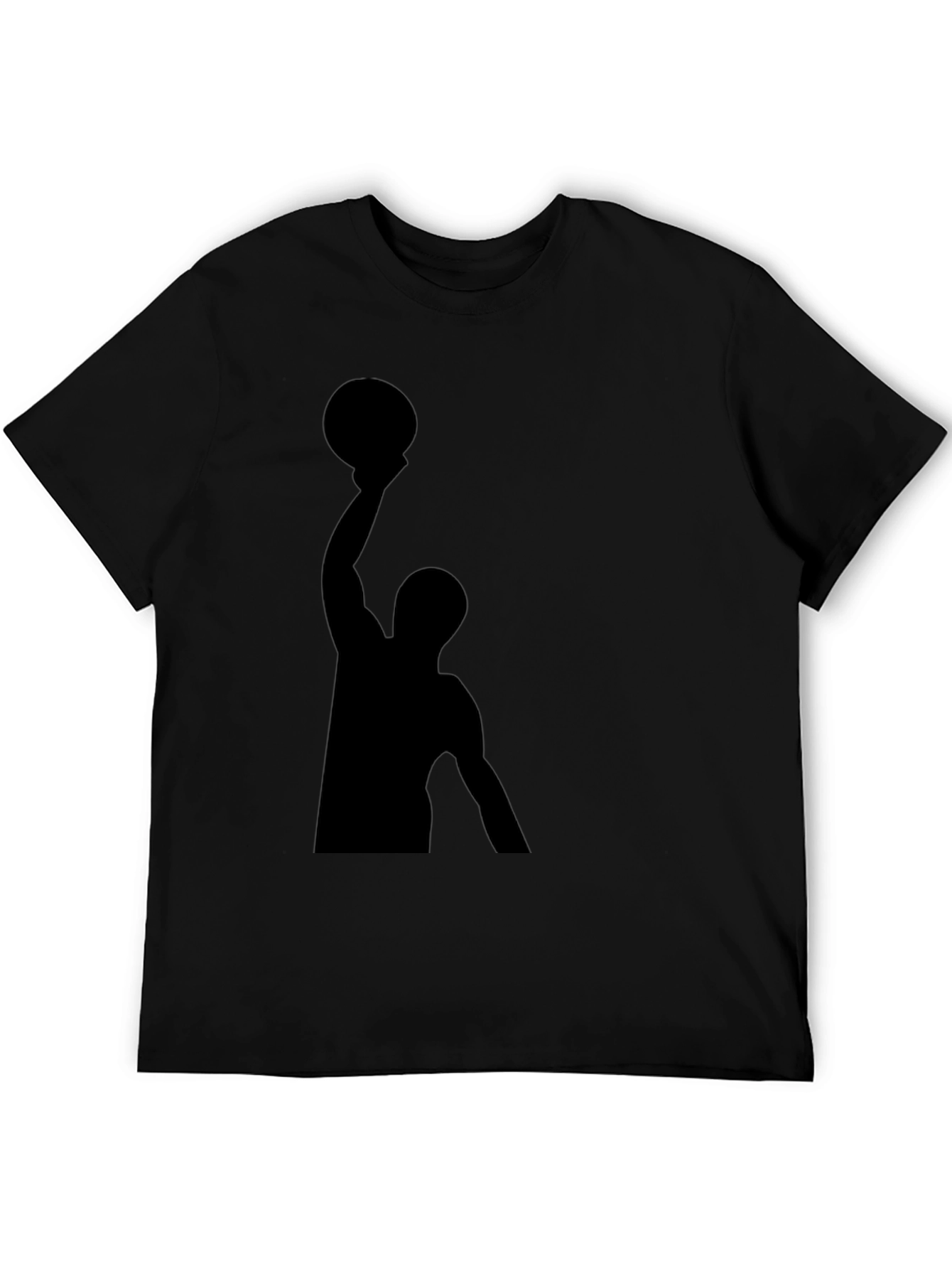 Basketball Silhouette Graphic Tee - Black Cotton T-Shirt