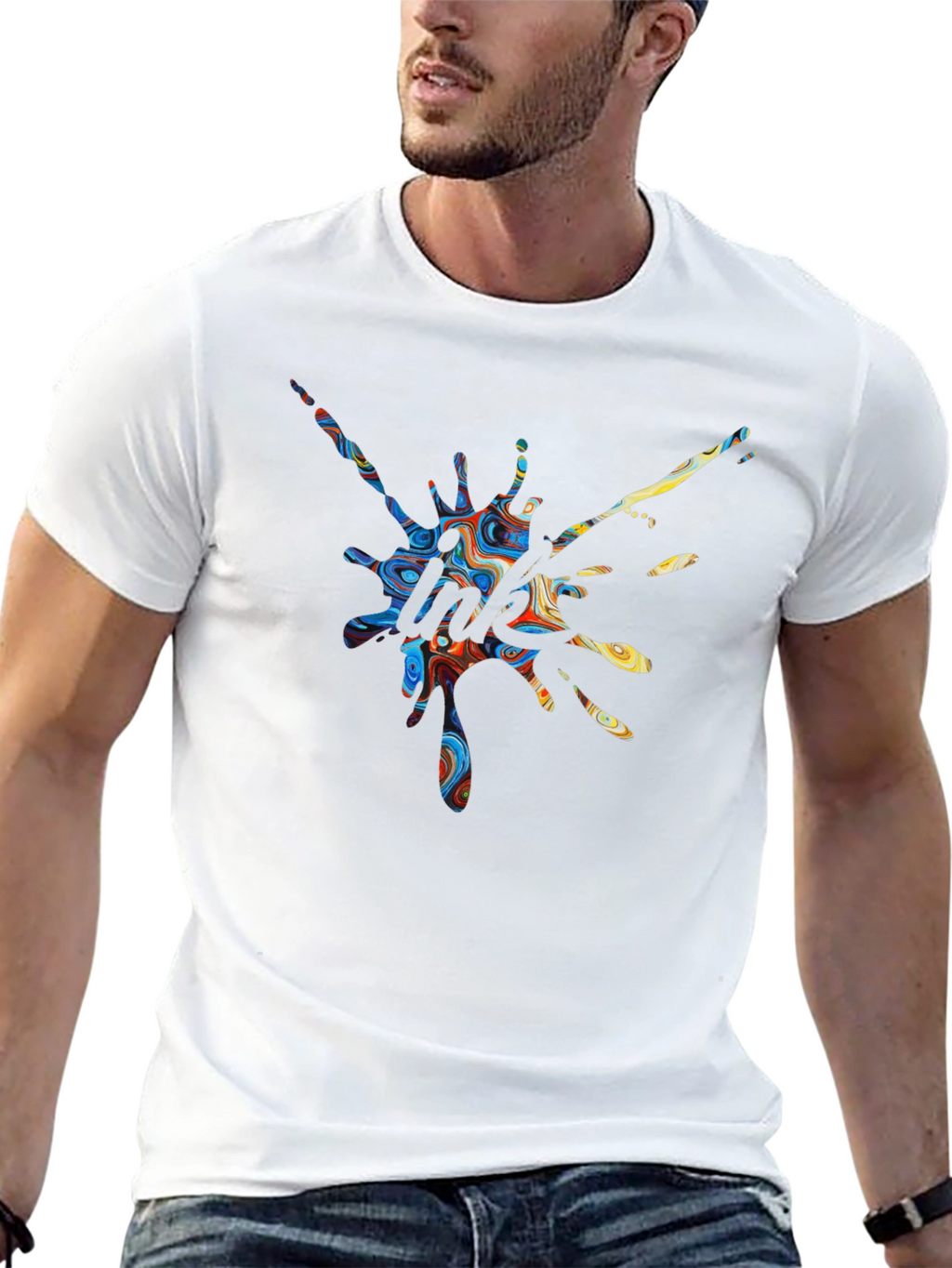 Abstract Splatter Print Crew Neck T-Shirt