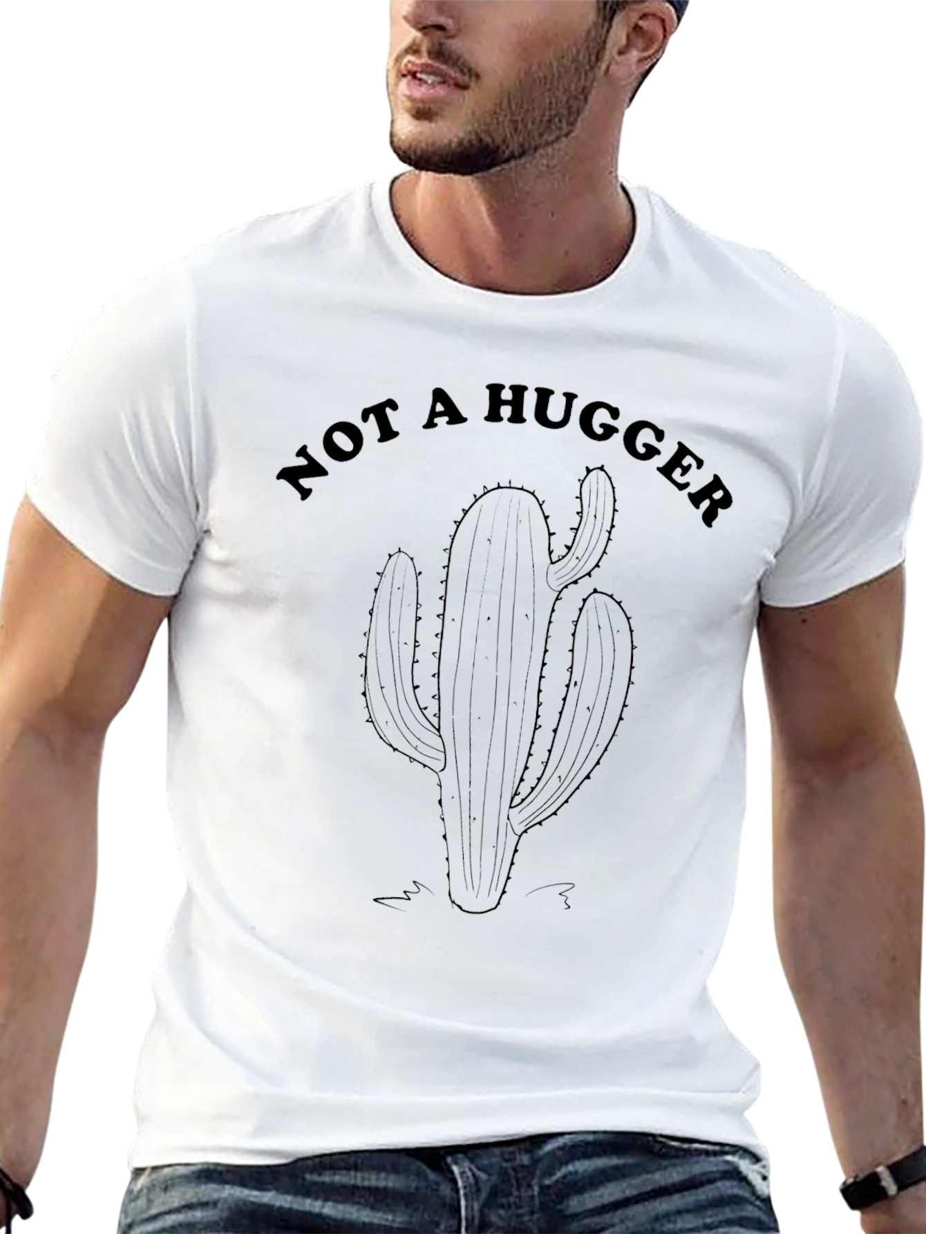 Not a Hugger Cactus Graphic Tee - Black