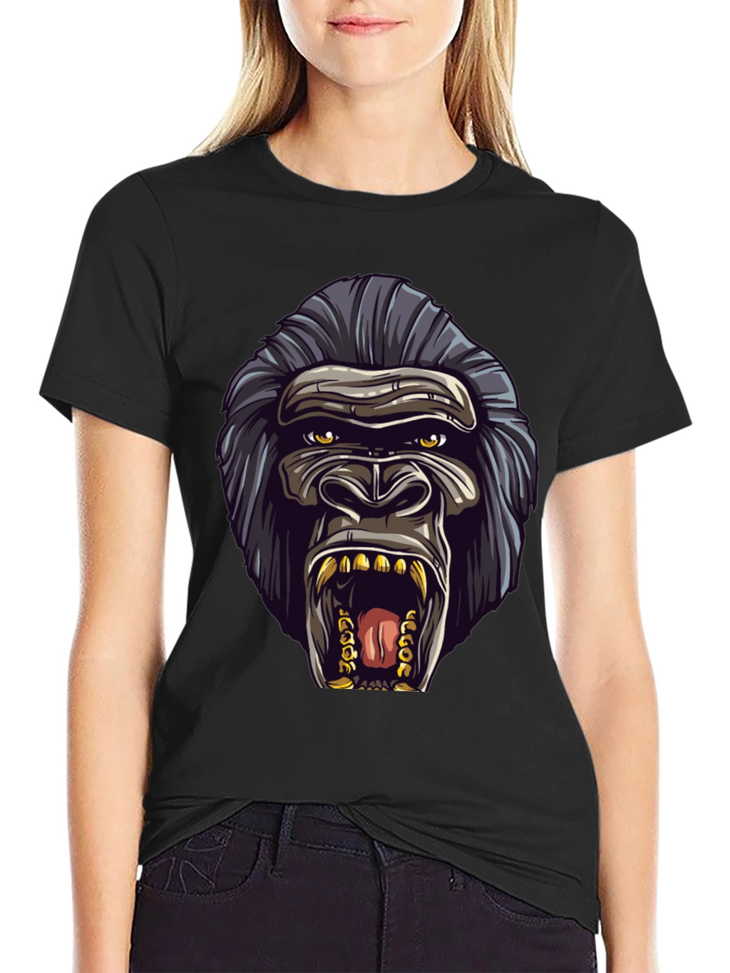Gorilla Graphic Black T-Shirt - Bold Animal Design