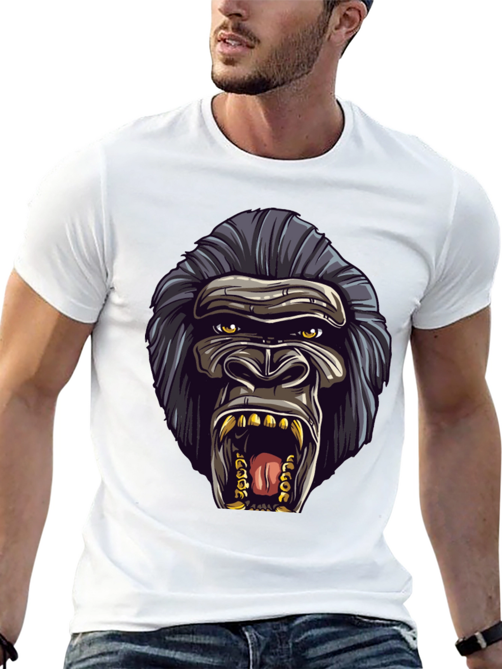 Gorilla Graphic Black T-Shirt - Bold Animal Design