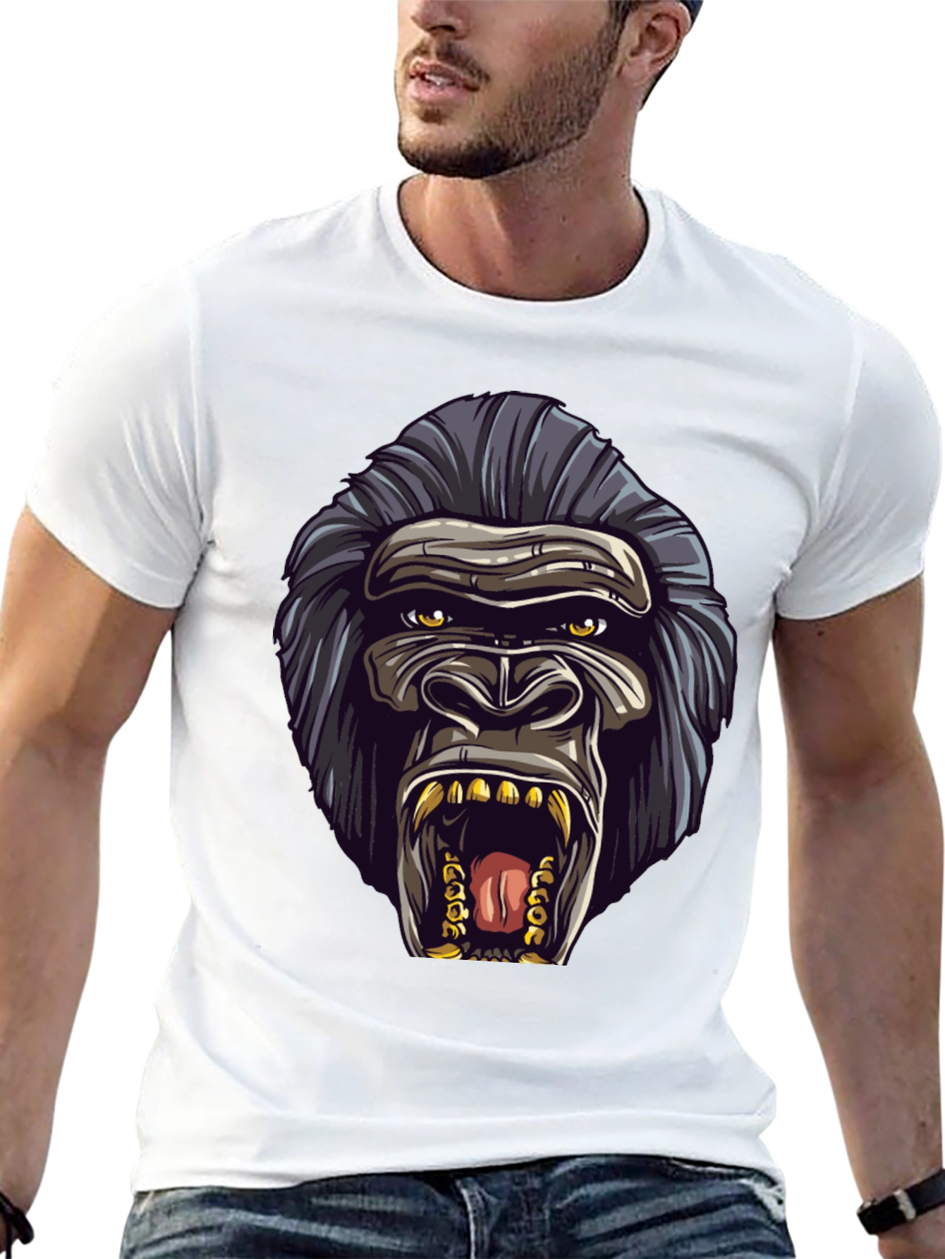 Gorilla Graphic Black T-Shirt - Bold Animal Design