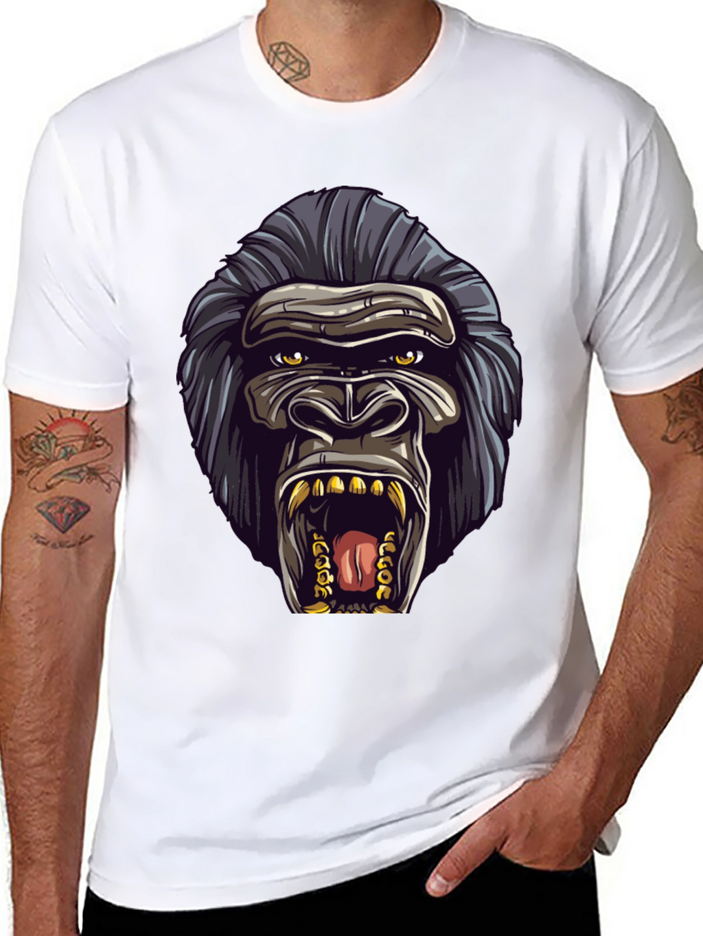 Gorilla Graphic Black T-Shirt - Bold Animal Design
