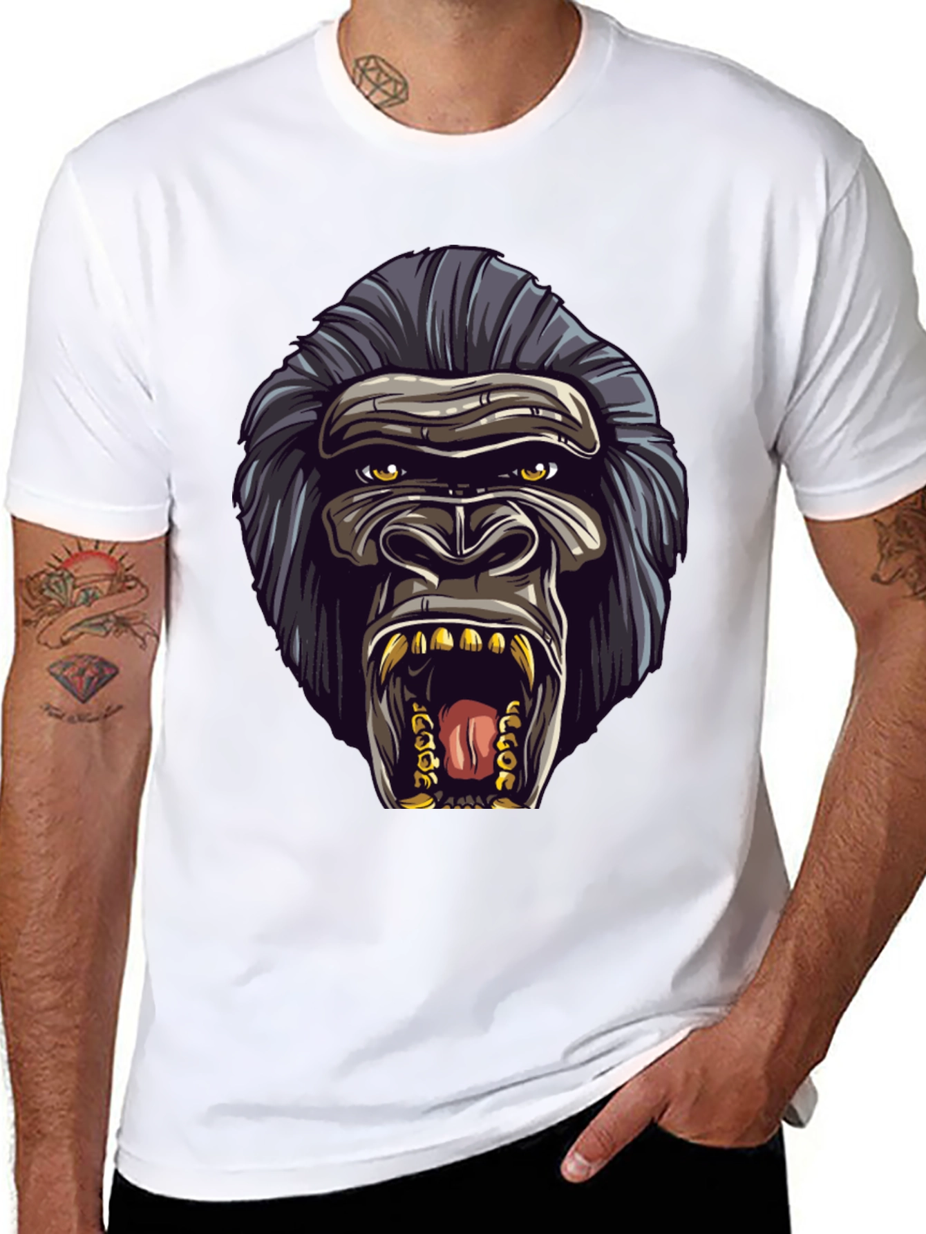 Gorilla Graphic Black T-Shirt - Bold Animal Design