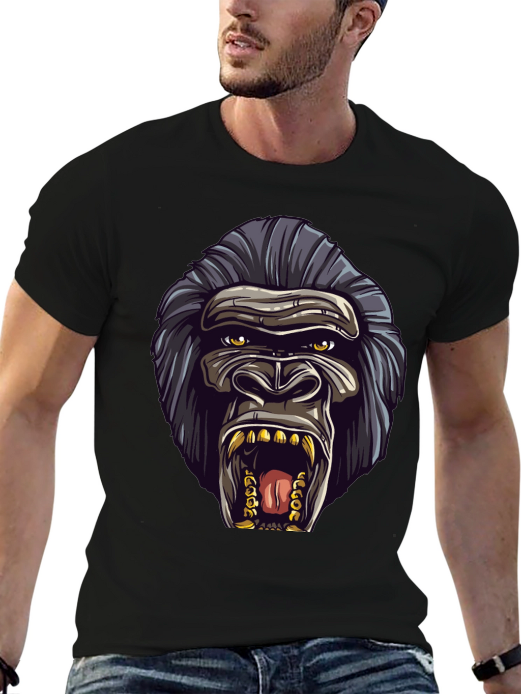 Gorilla Graphic Black T-Shirt - Bold Animal Design