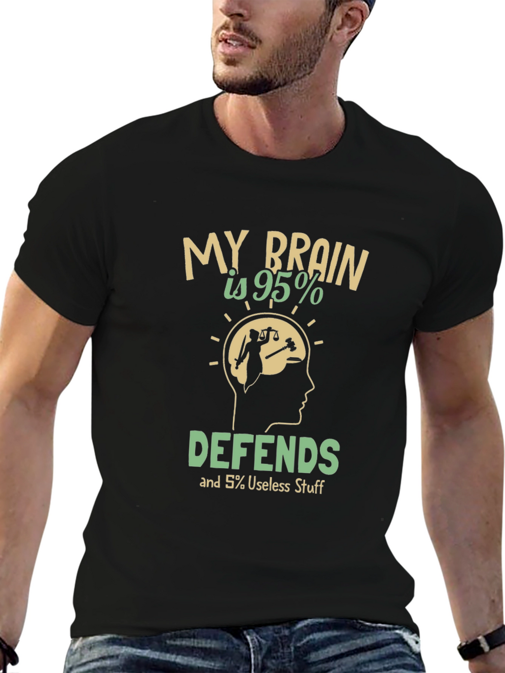 My Brain Defends T-Shirt: Humorous Lawyer Tee