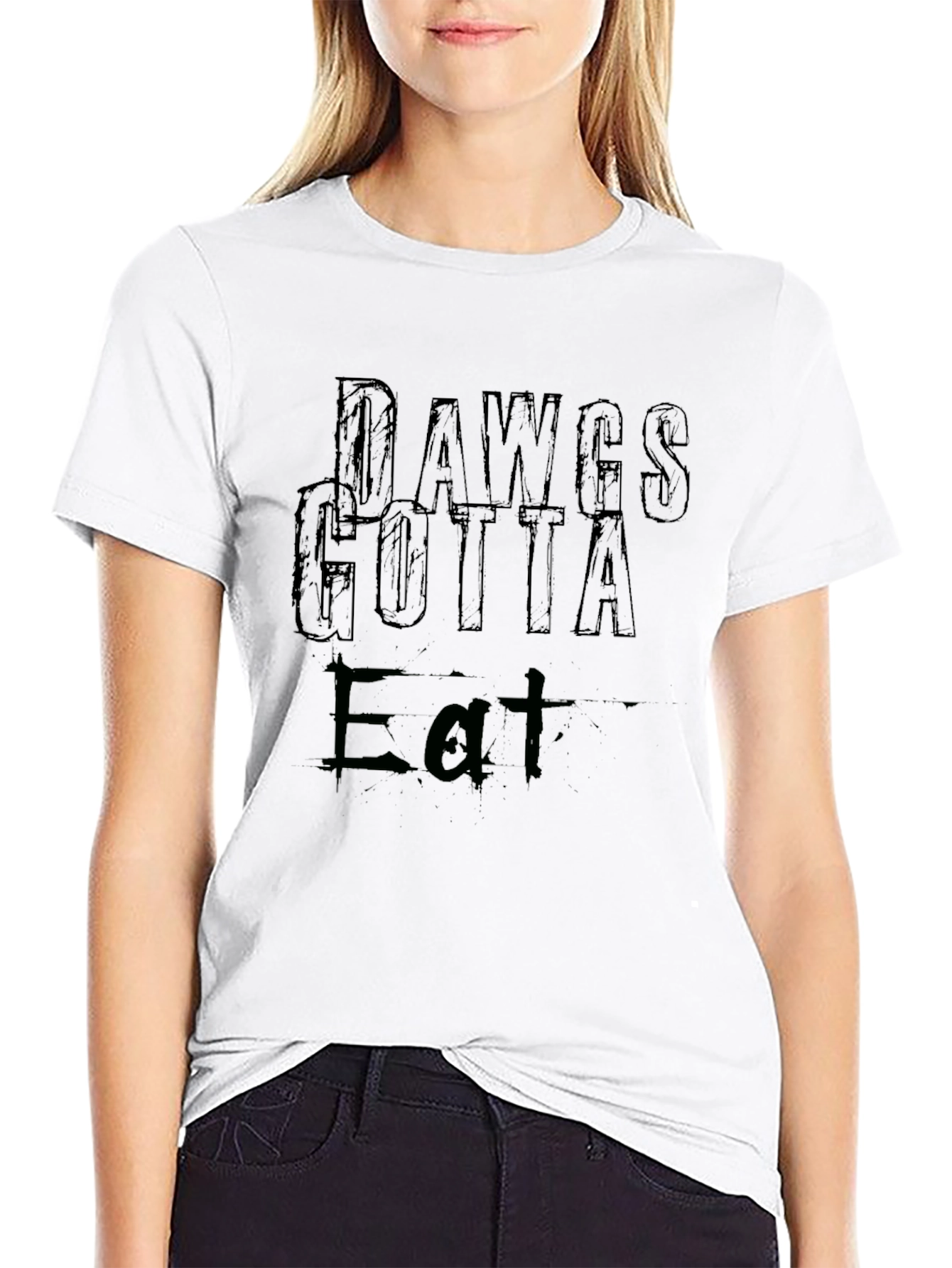Dawgs Gotta Eat Graphic Tee - Black Cotton T-Shirt