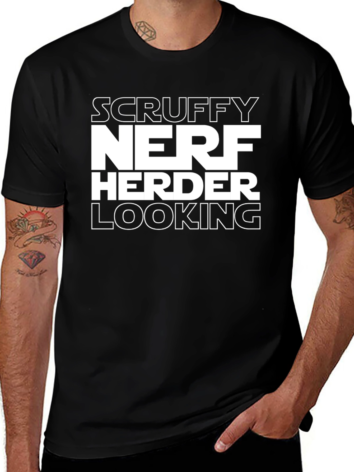 Scruffy Nerf Herder Looking Black T-Shirt