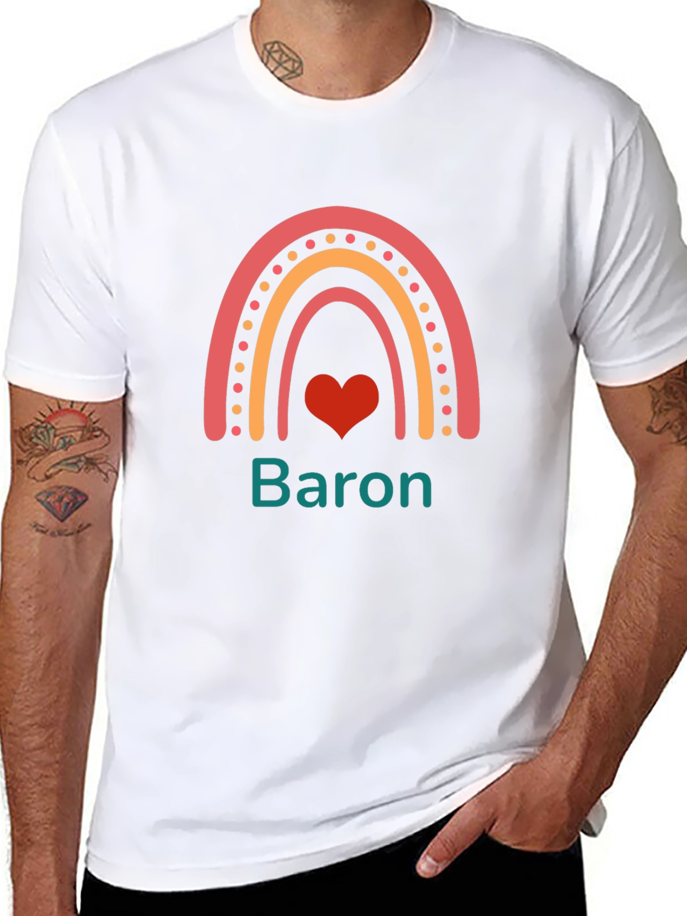 Baron Rainbow Heart Personalized T-Shirt