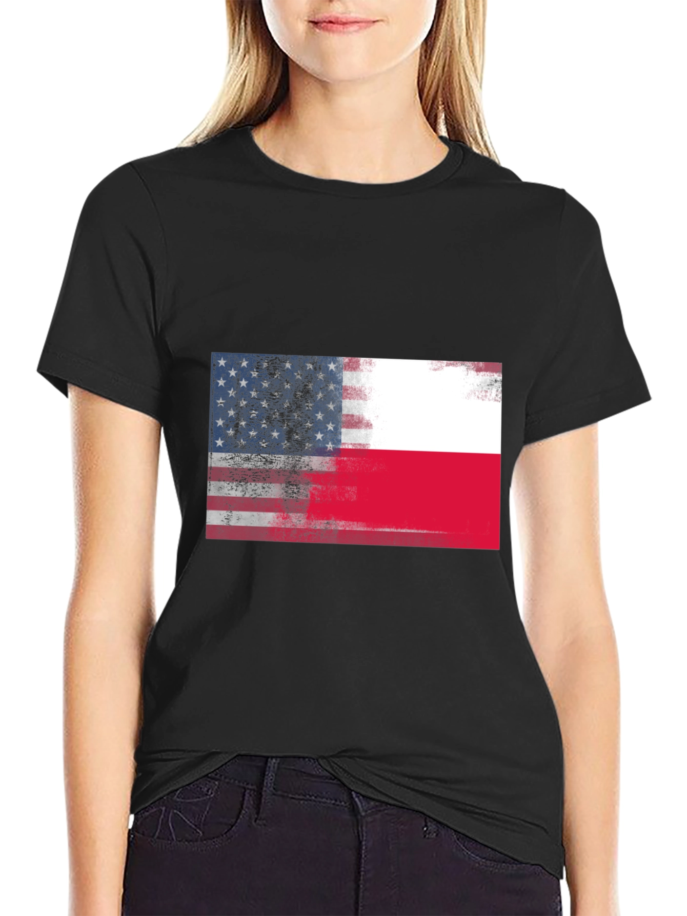 USA & Poland Flags Graphic T-Shirt