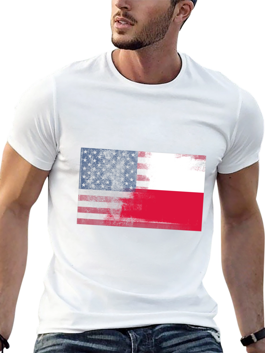 USA & Poland Flags Graphic T-Shirt