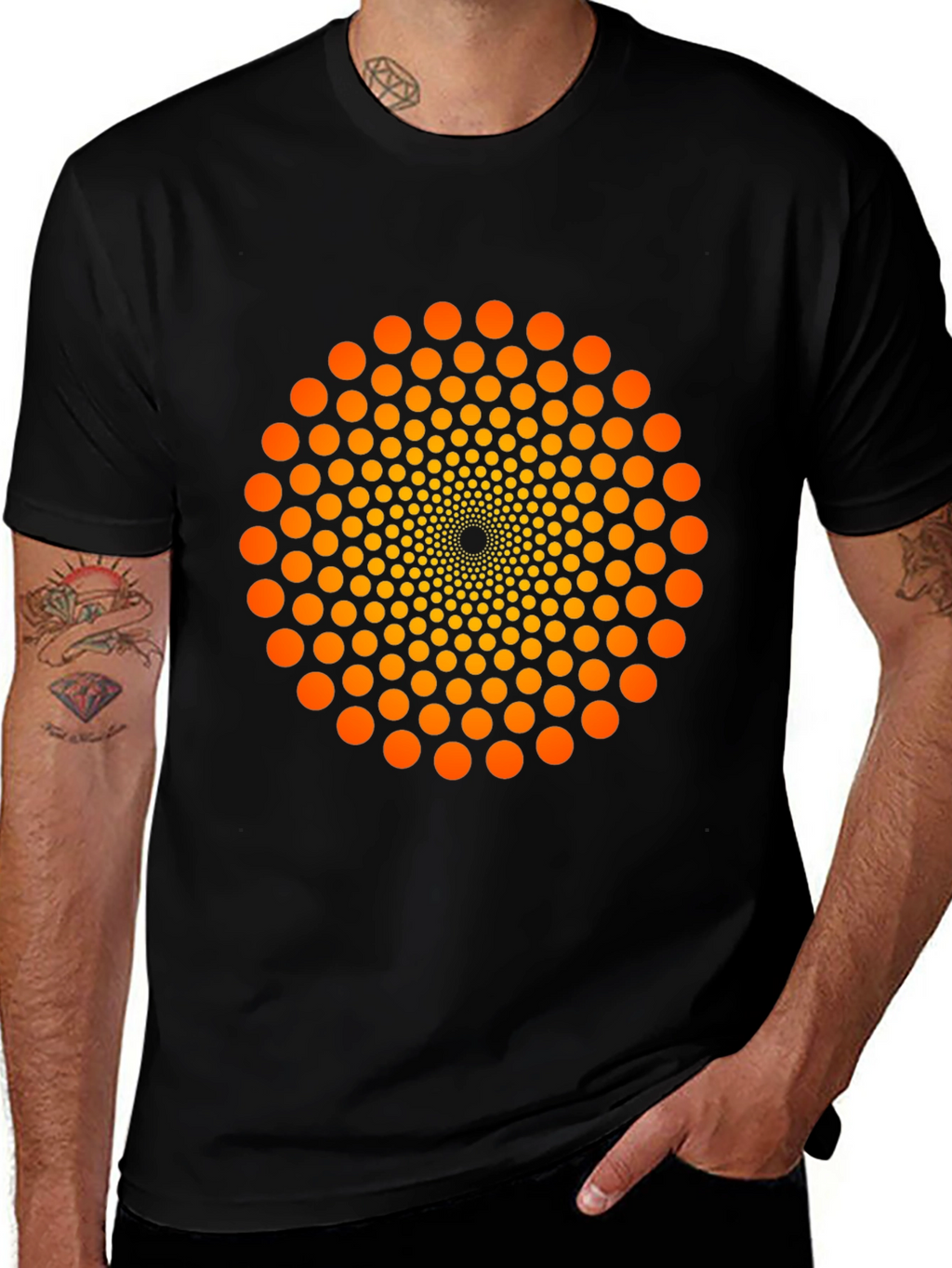 Geometric Dot Swirl T-Shirt - Eye-Catching Design