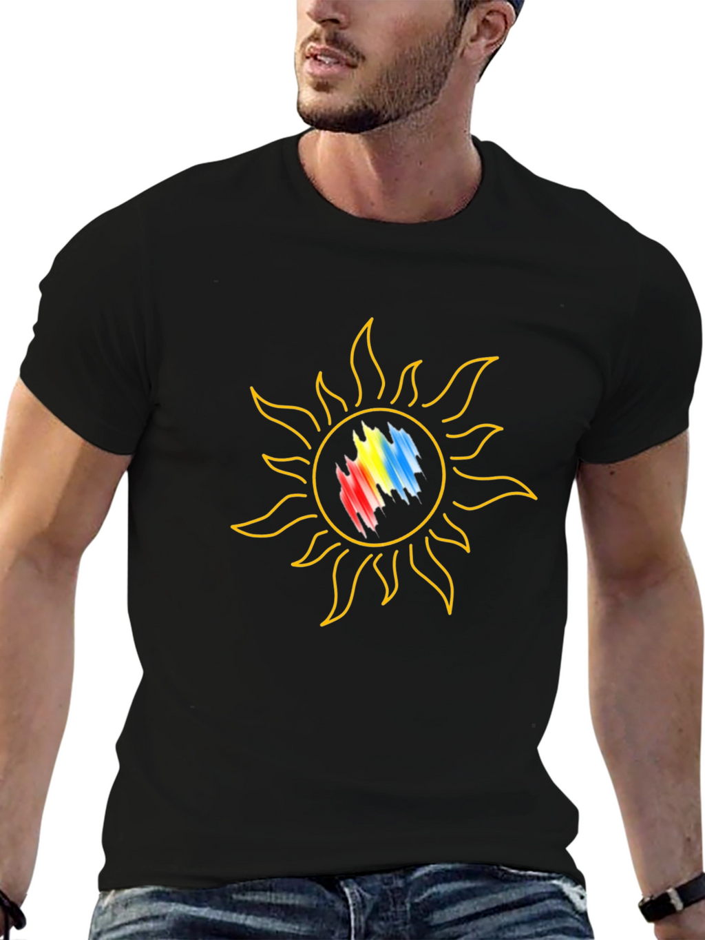Sun Graphic Tee - Black Cotton Comfort
