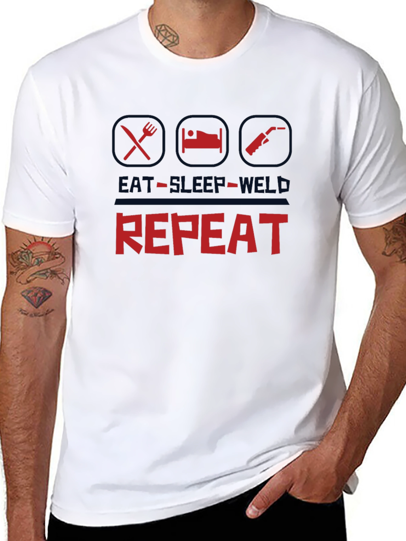 Eat Sleep Weld Repeat T-Shirt - Black