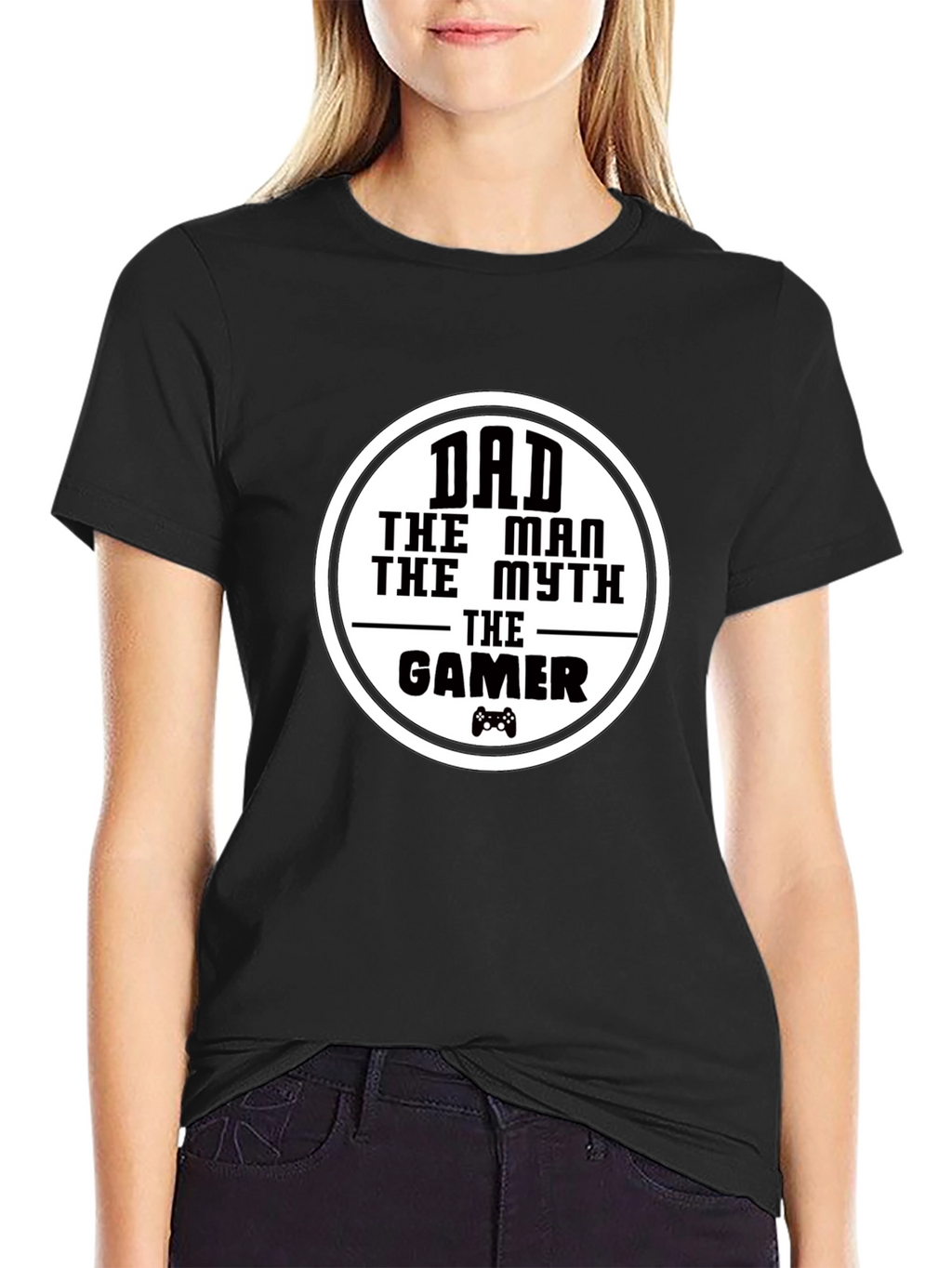 Dad The Man Myth Gamer - Black Graphic T-Shirt