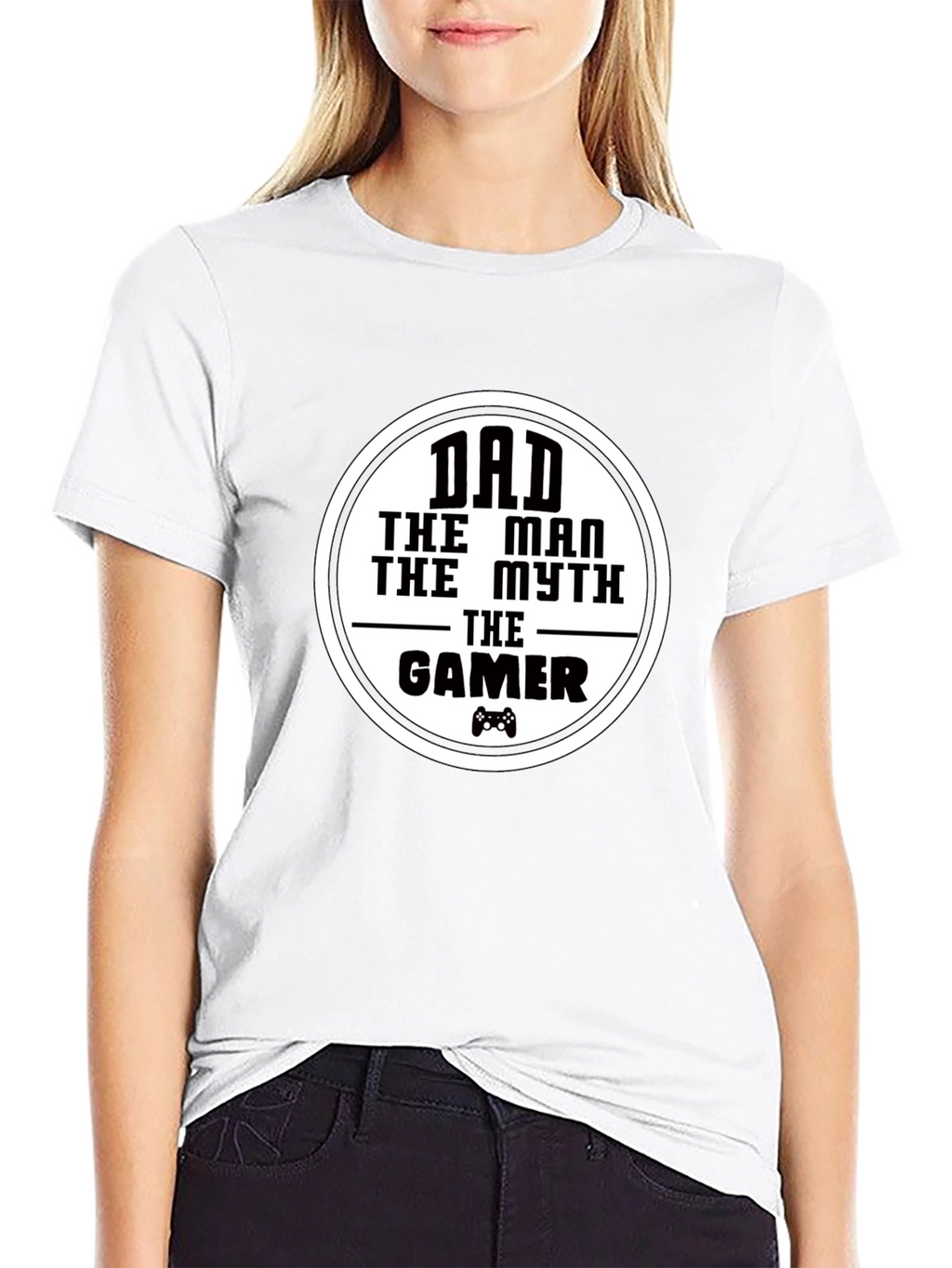 Dad The Man Myth Gamer - Black Graphic T-Shirt
