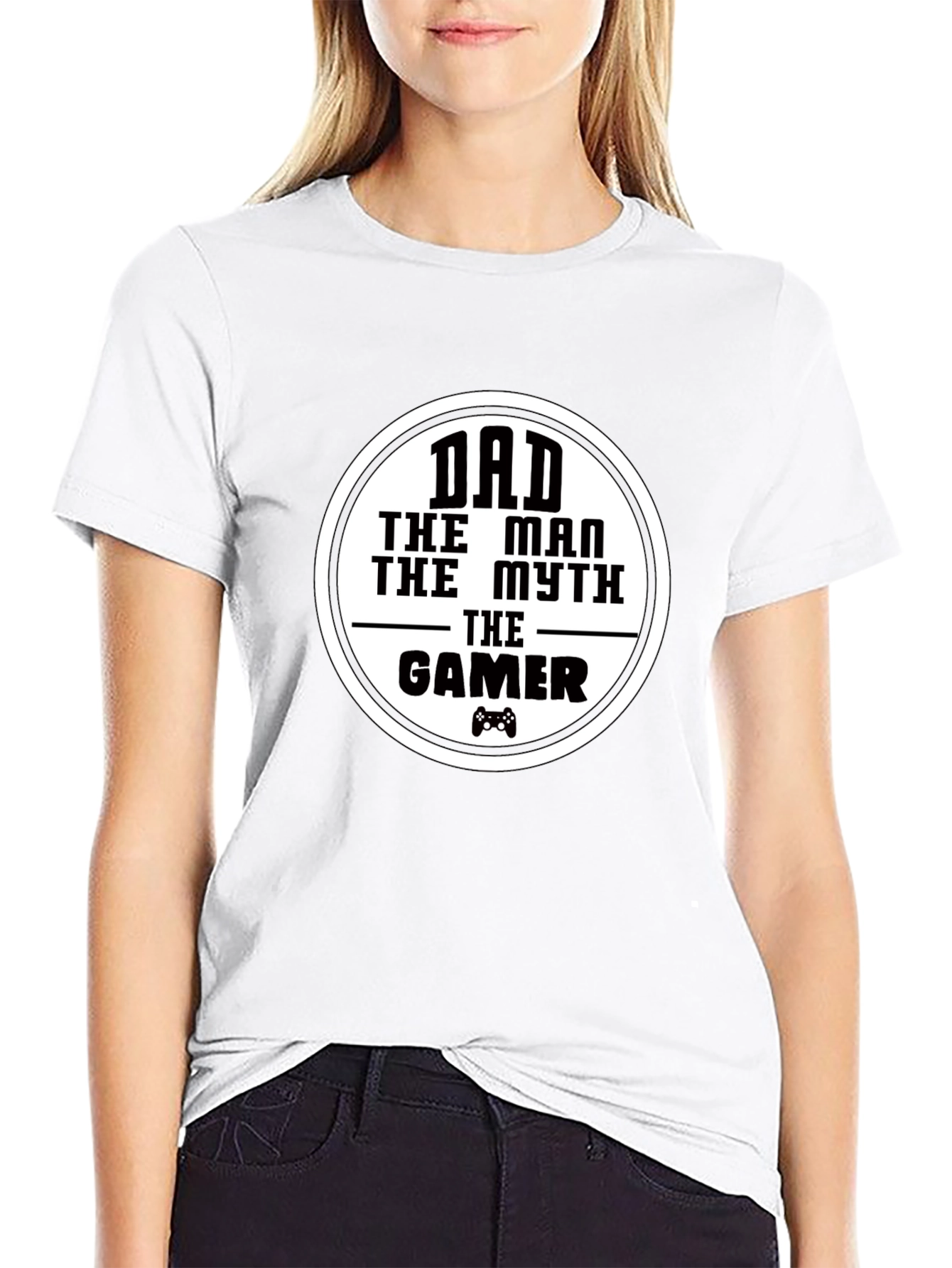 Dad The Man Myth Gamer - Black Graphic T-Shirt