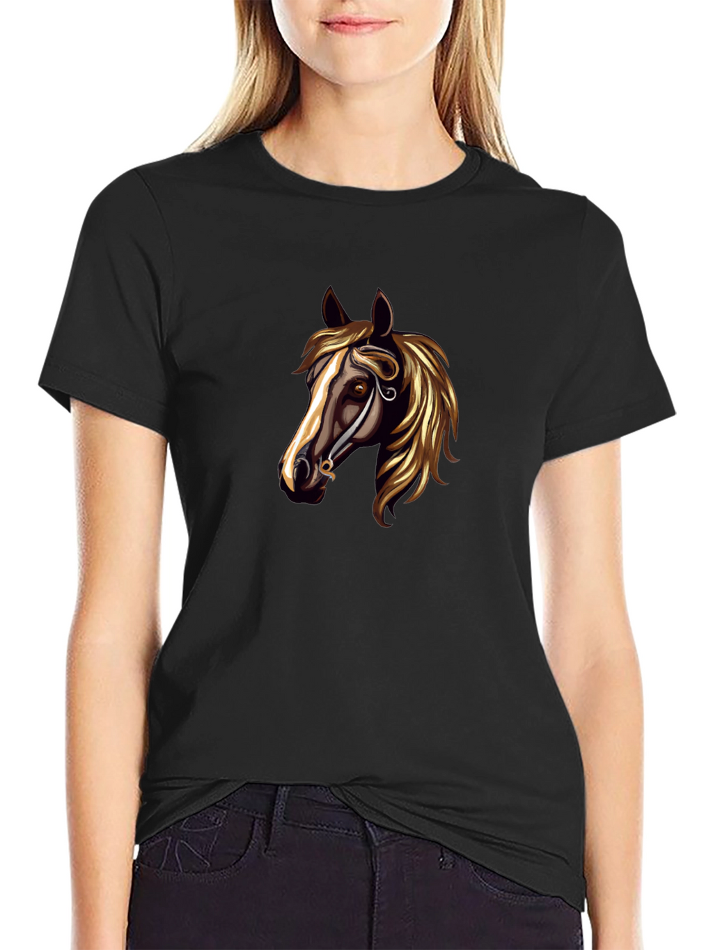 Horse Head Graphic Black T-Shirt