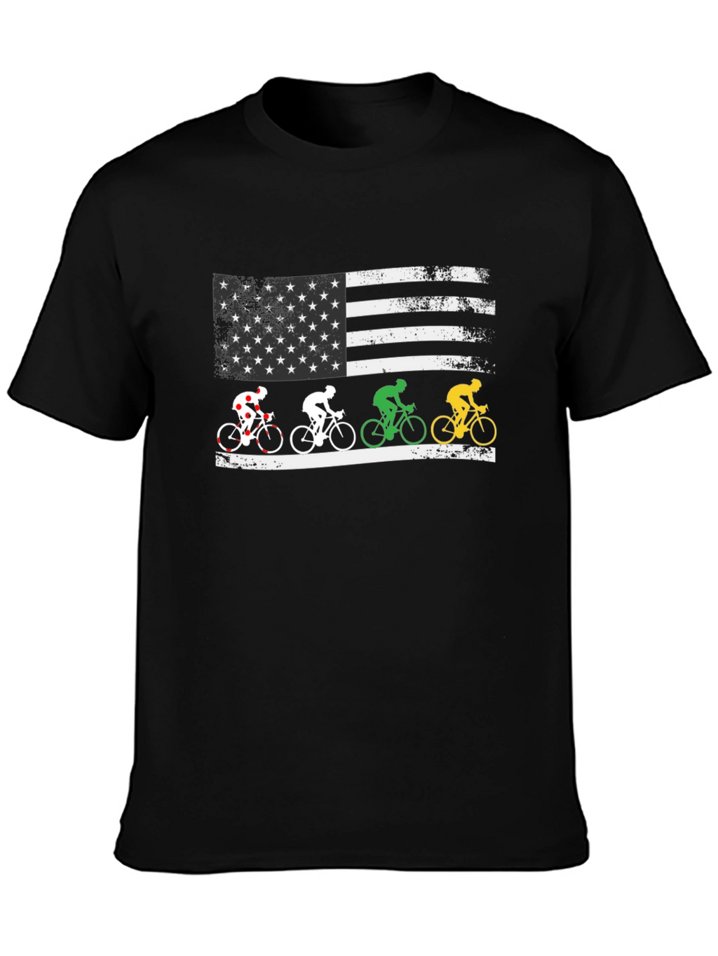 Patriotic Cyclist USA Flag Graphic T-Shirt