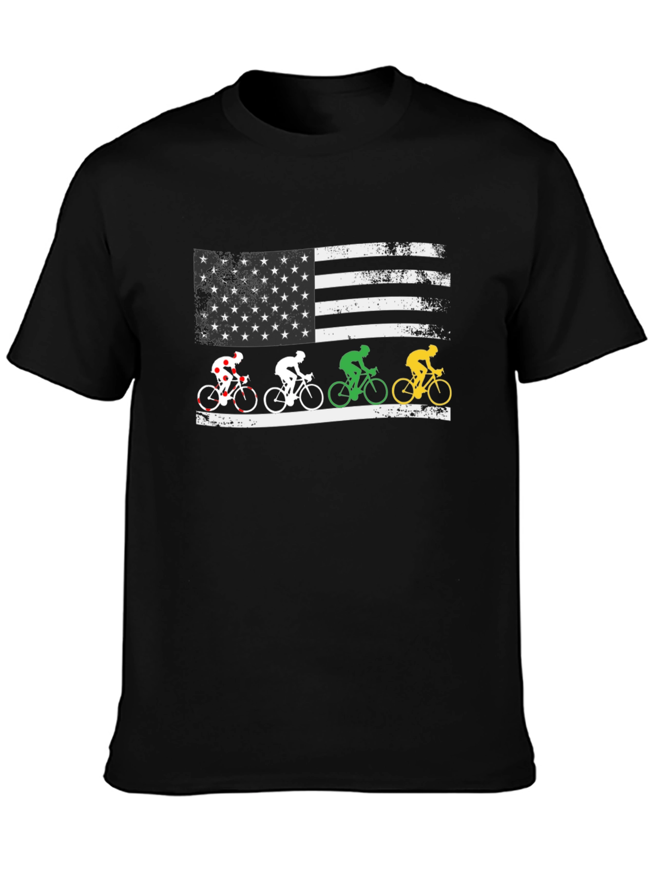 Patriotic Cyclist USA Flag Graphic T-Shirt