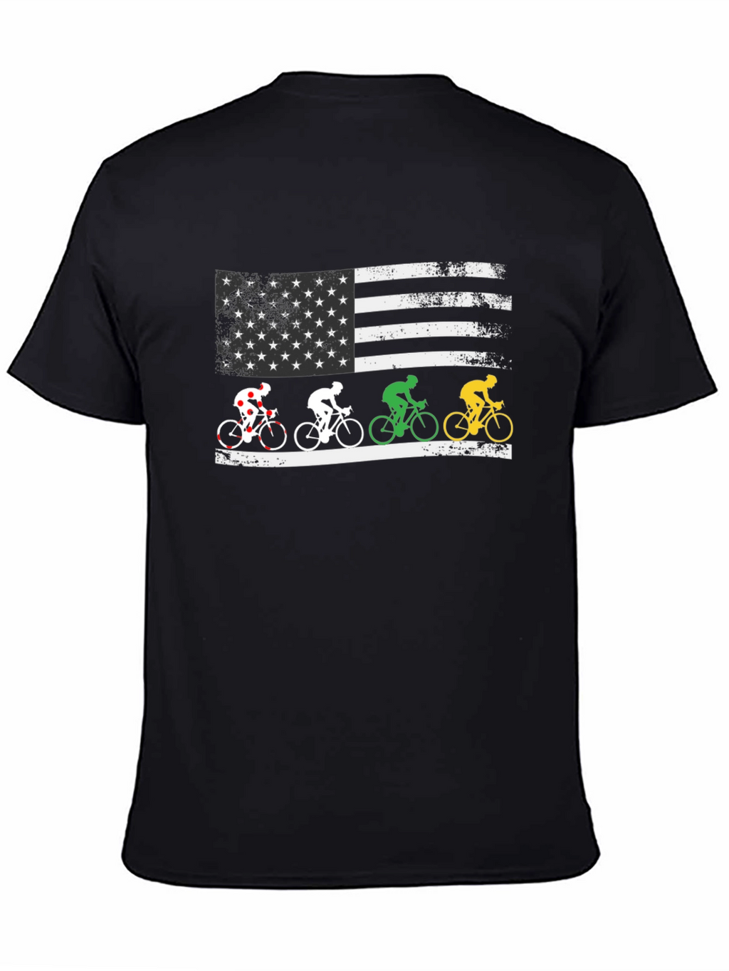 Patriotic Cyclist USA Flag Graphic T-Shirt