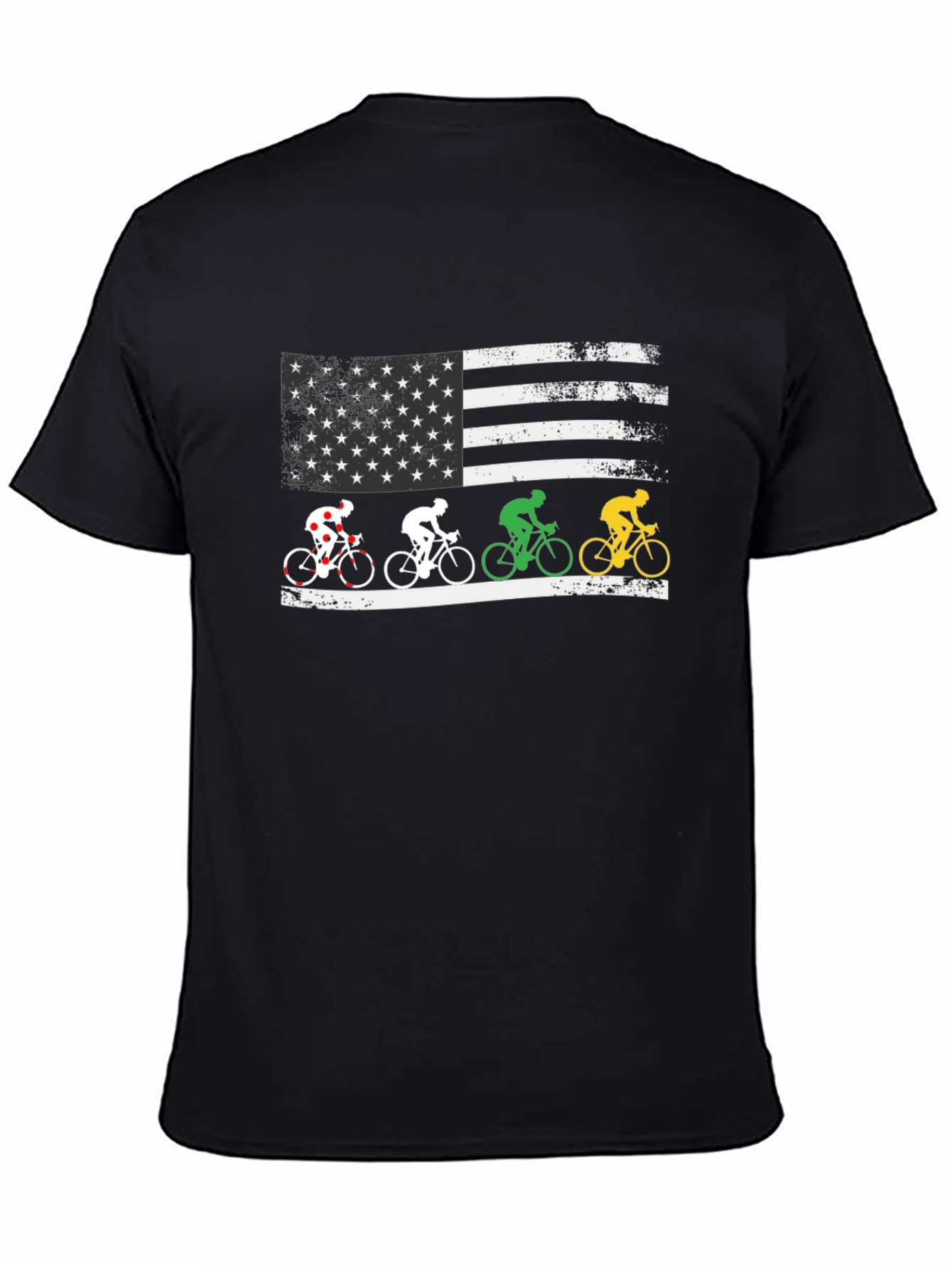 Patriotic Cyclist USA Flag Graphic T-Shirt