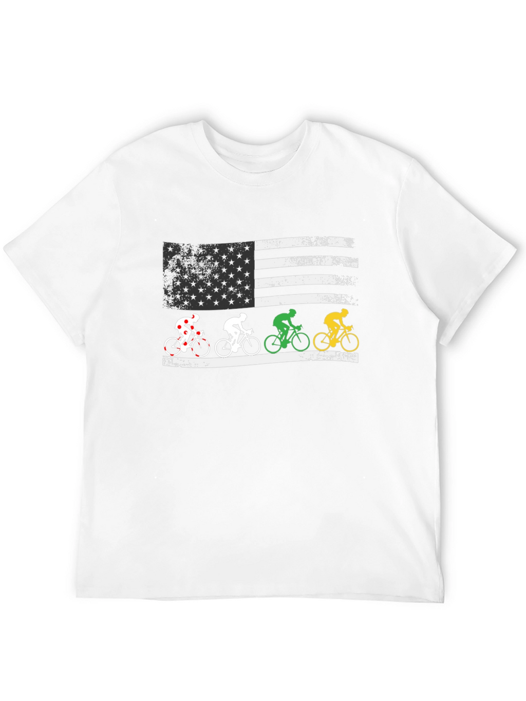 Patriotic Cyclist USA Flag Graphic T-Shirt