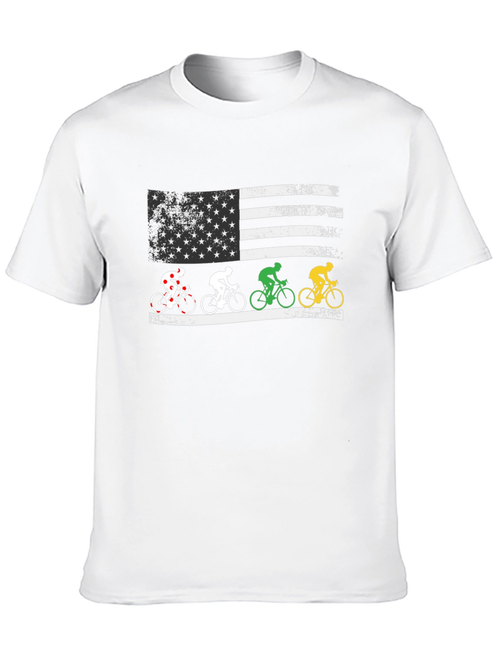 Patriotic Cyclist USA Flag Graphic T-Shirt