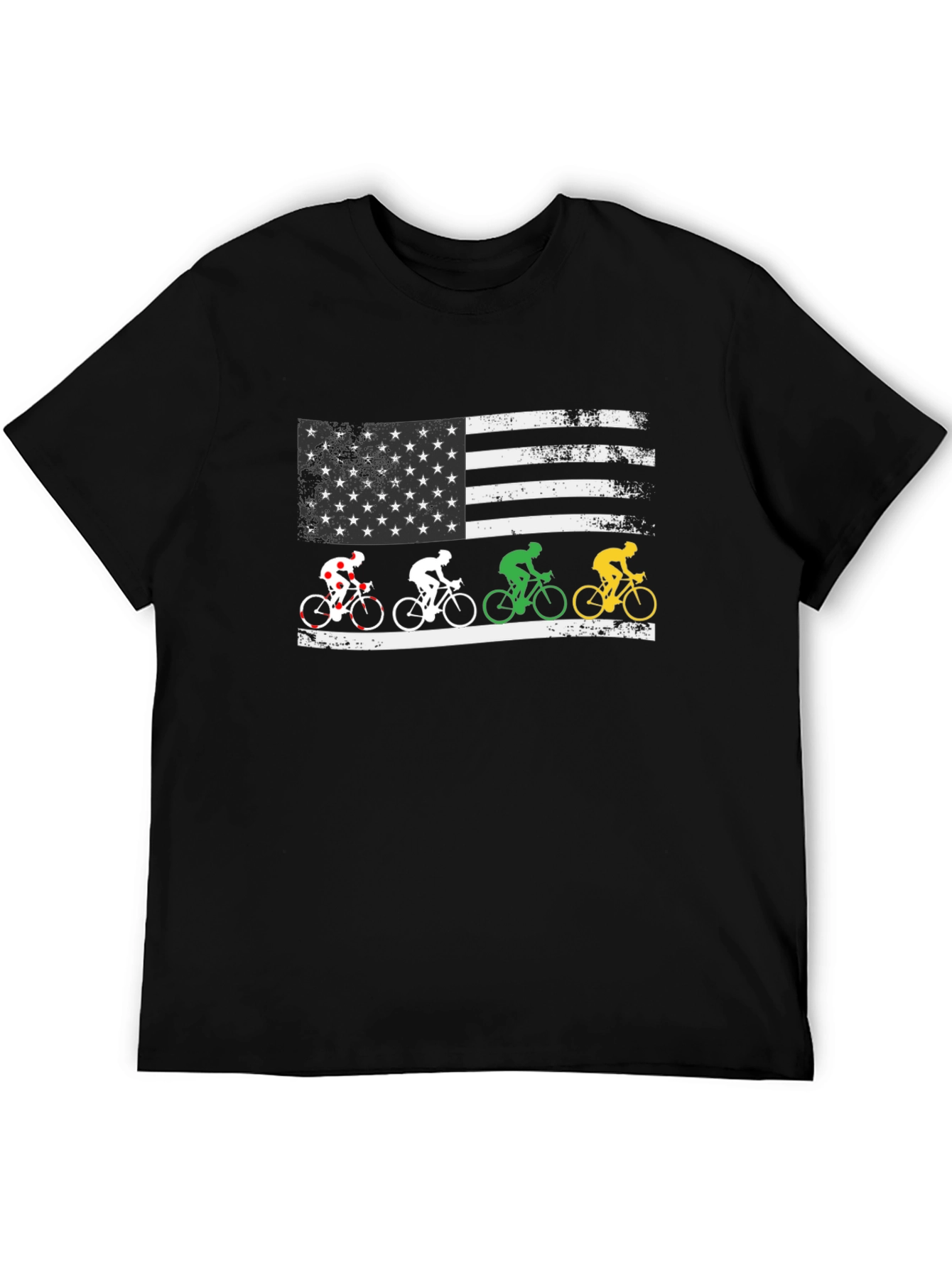 Patriotic Cyclist USA Flag Graphic T-Shirt