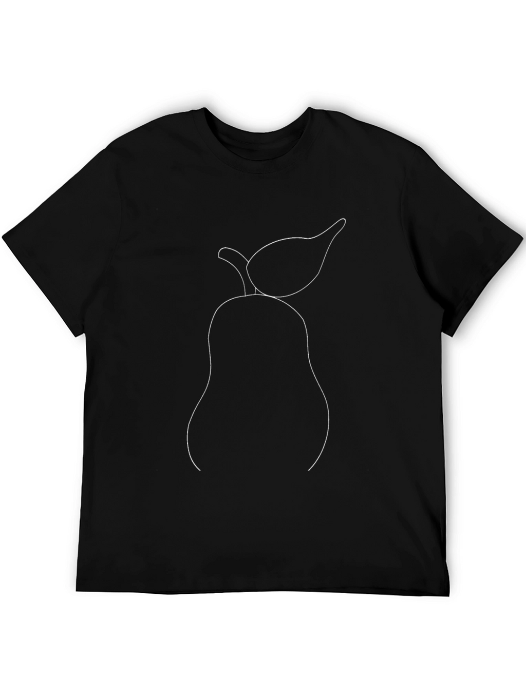Minimalist Pear Outline Black T-Shirt