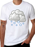 Snow Cloud Graphic Tee - Soft Black Cotton T-Shirt