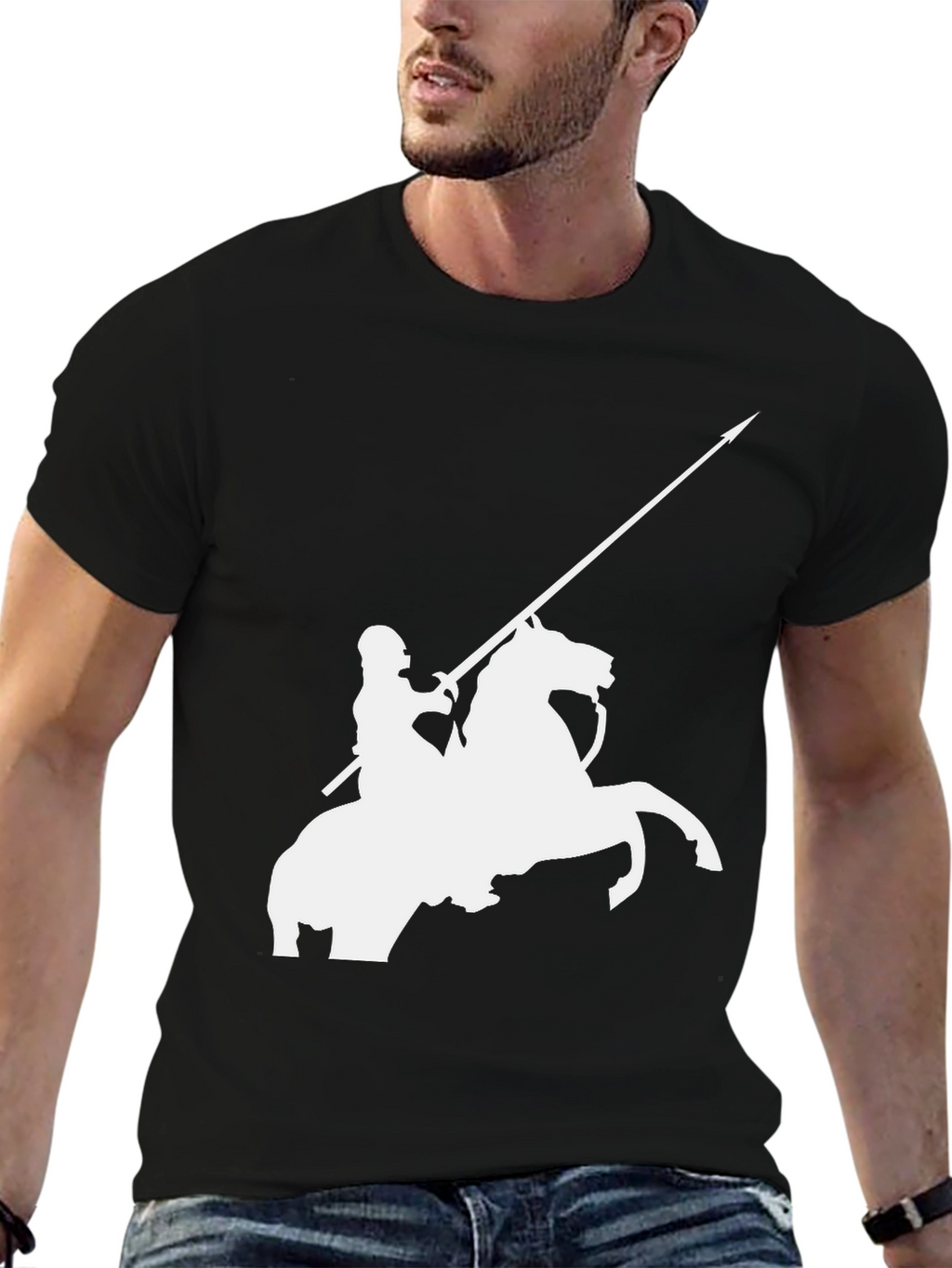 Knight on Horseback Black Tee